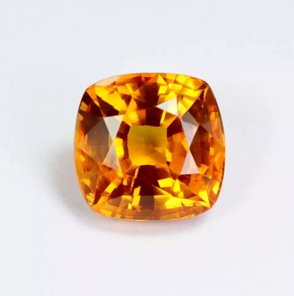 Certified AAA 6.45 Ct Natural Ceylon Orange Sapphire Cushion Cut Loose Gemstone