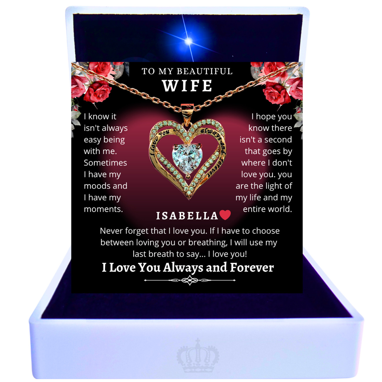 18k Gold Wife CUSTOM Gift Heart Necklace Valentine’s Day Gifts for her