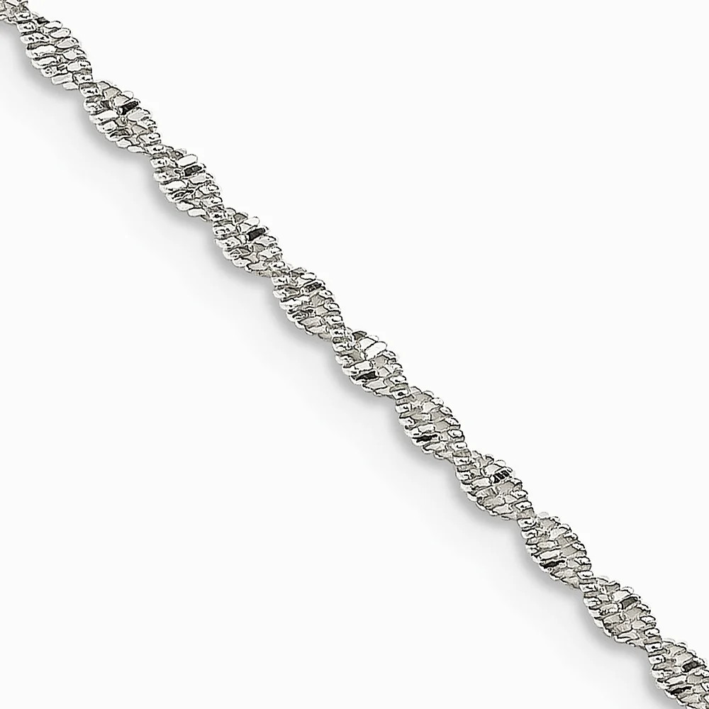 Sterling Silver 1.65mm Twisted Herringbone Chain Necklace 16″-24″