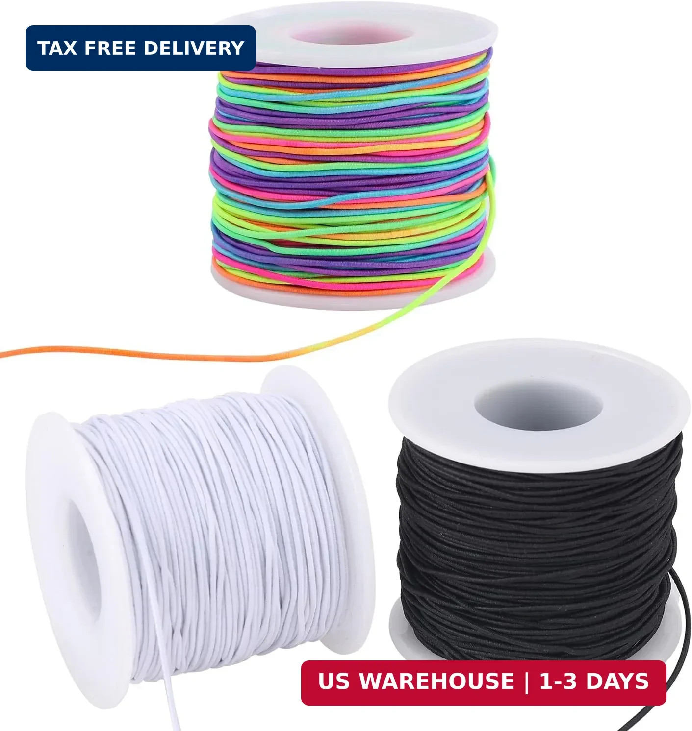 Stretchy String for Bracelets, 3 Rolls 1 mm 495 Feet Sturdy Elastic String Cord