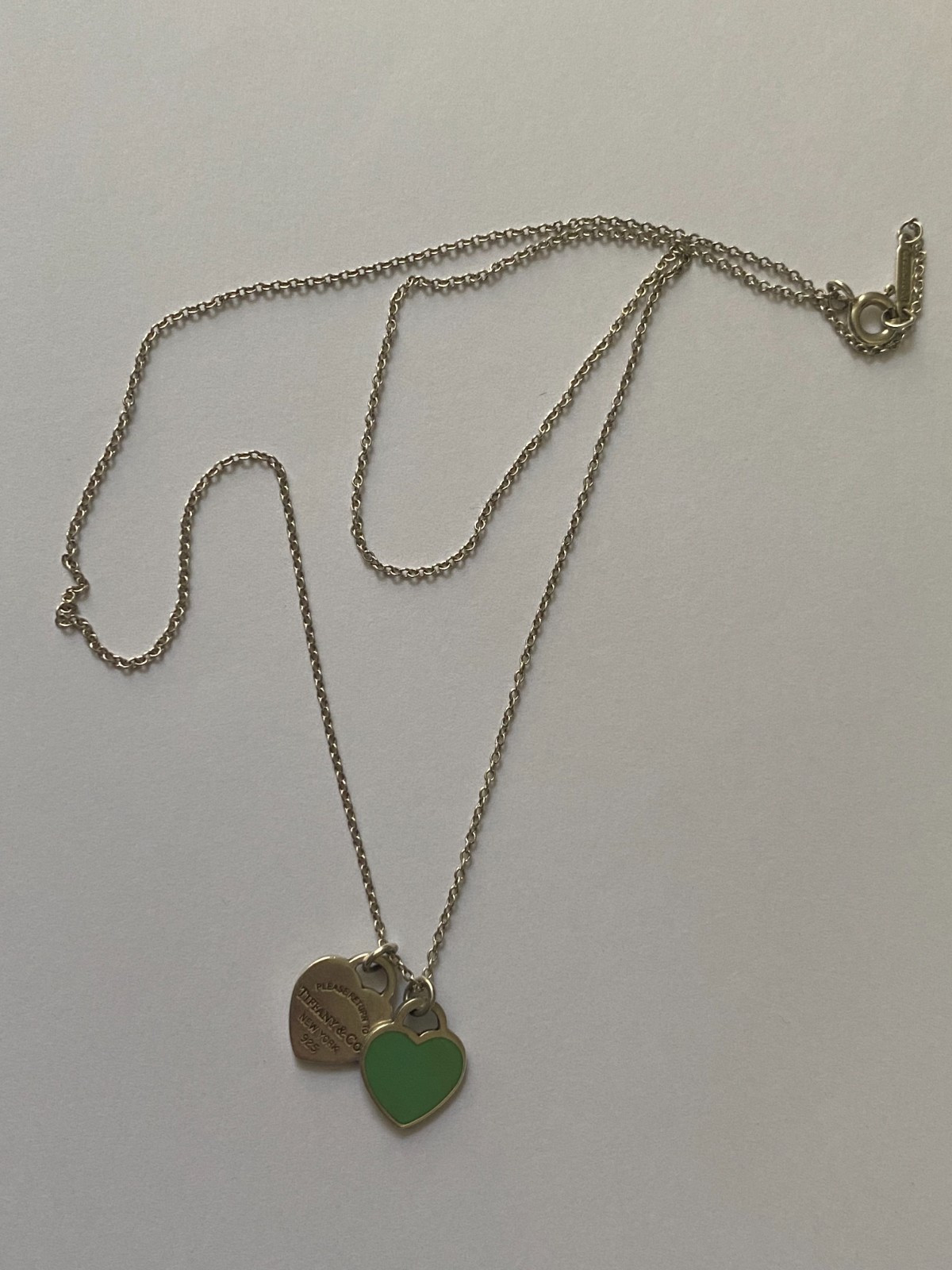 Authentic Tiffany & Co Double Hearts Necklace, Silver, 44cm, vintage