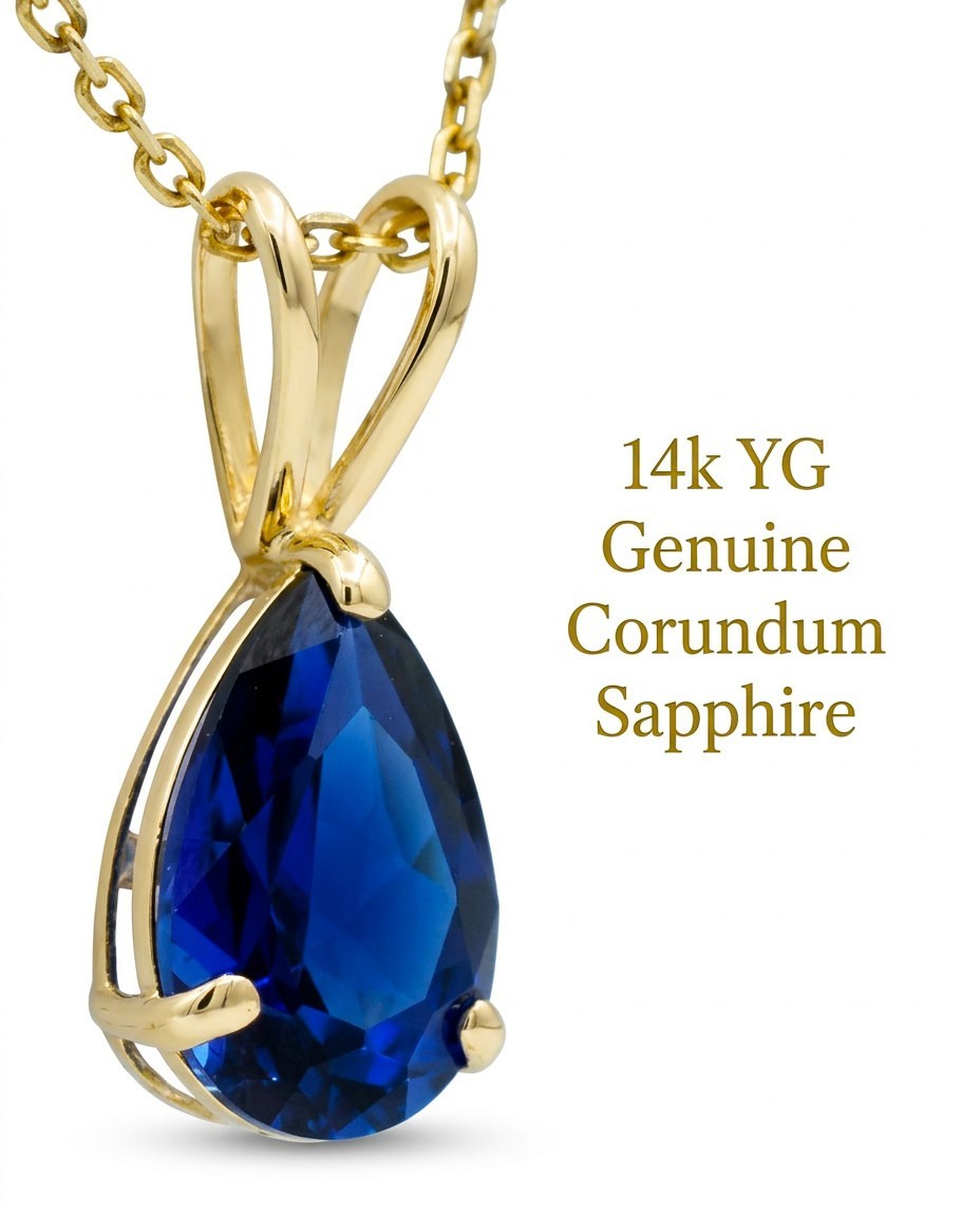 GENUINE 2.19 Cts BLUE SAPPHIRE PENDANT 14K GOLD – Free Appraisal – MADE IN USA