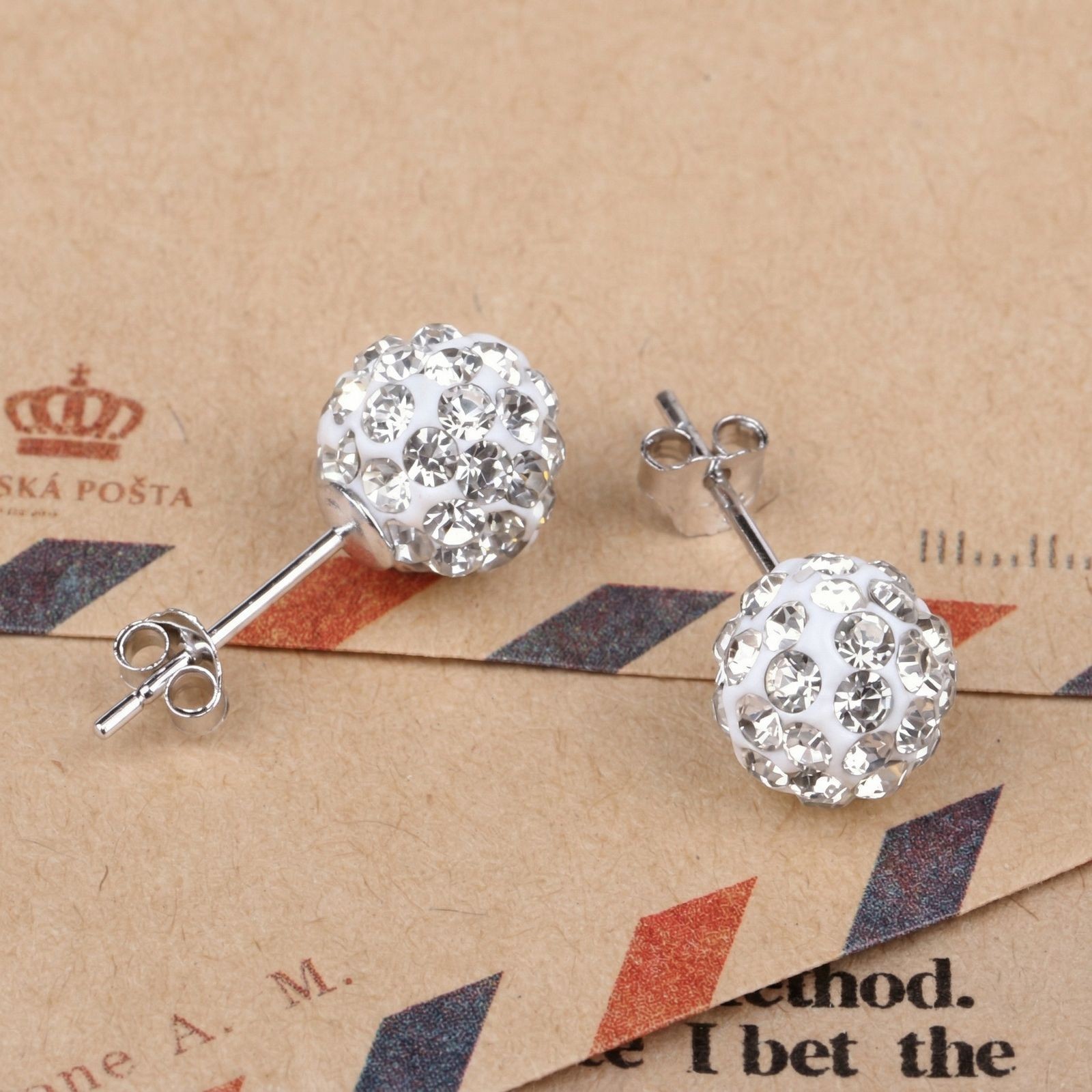 Womens Multi Gem Earrings Crystal Ball 925 Sterling Silver Plated Round Ear Stud