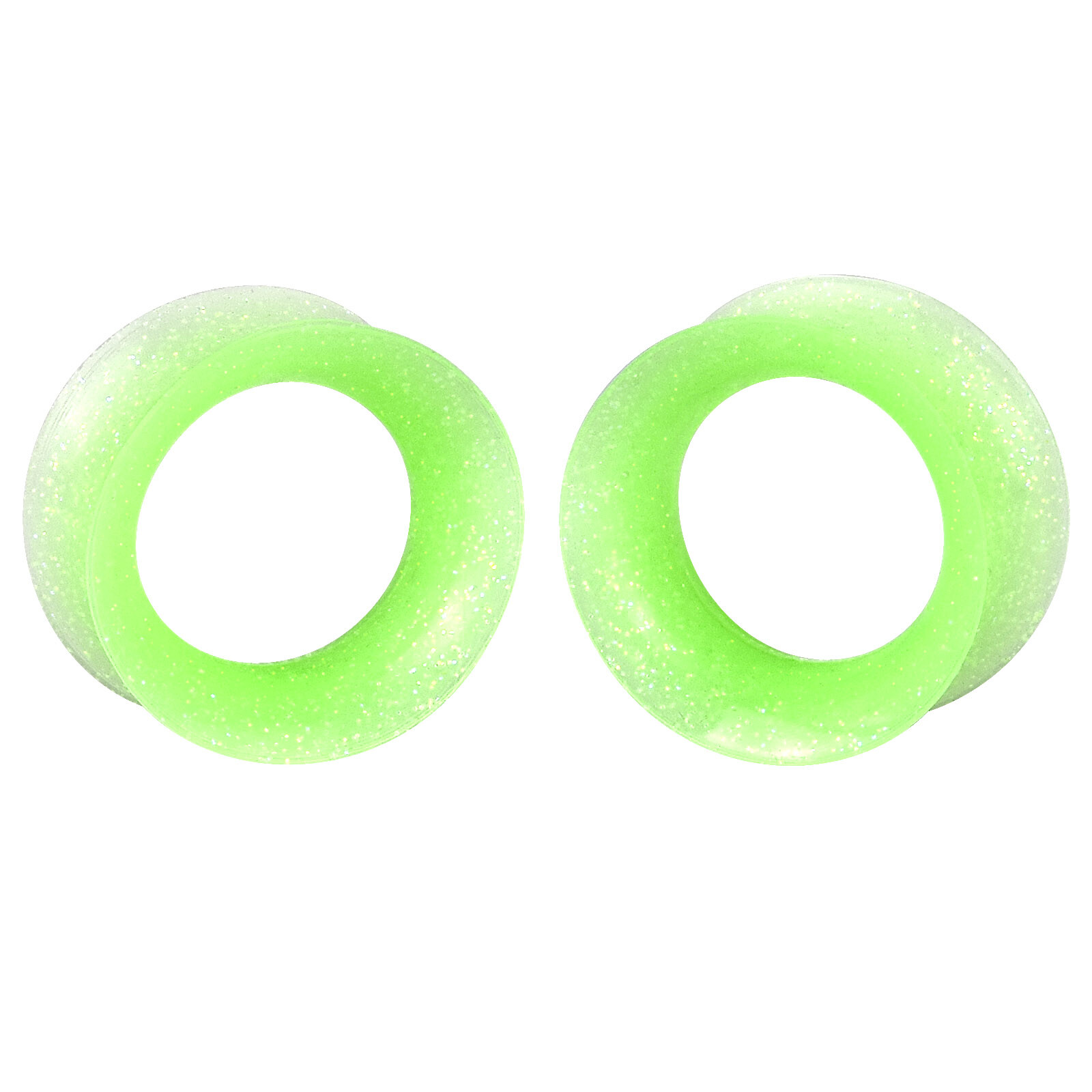Pair Thin Silicone Ear Tunnels Gauges Plugs Glitter Earskin Stretchers 2g-3/4″