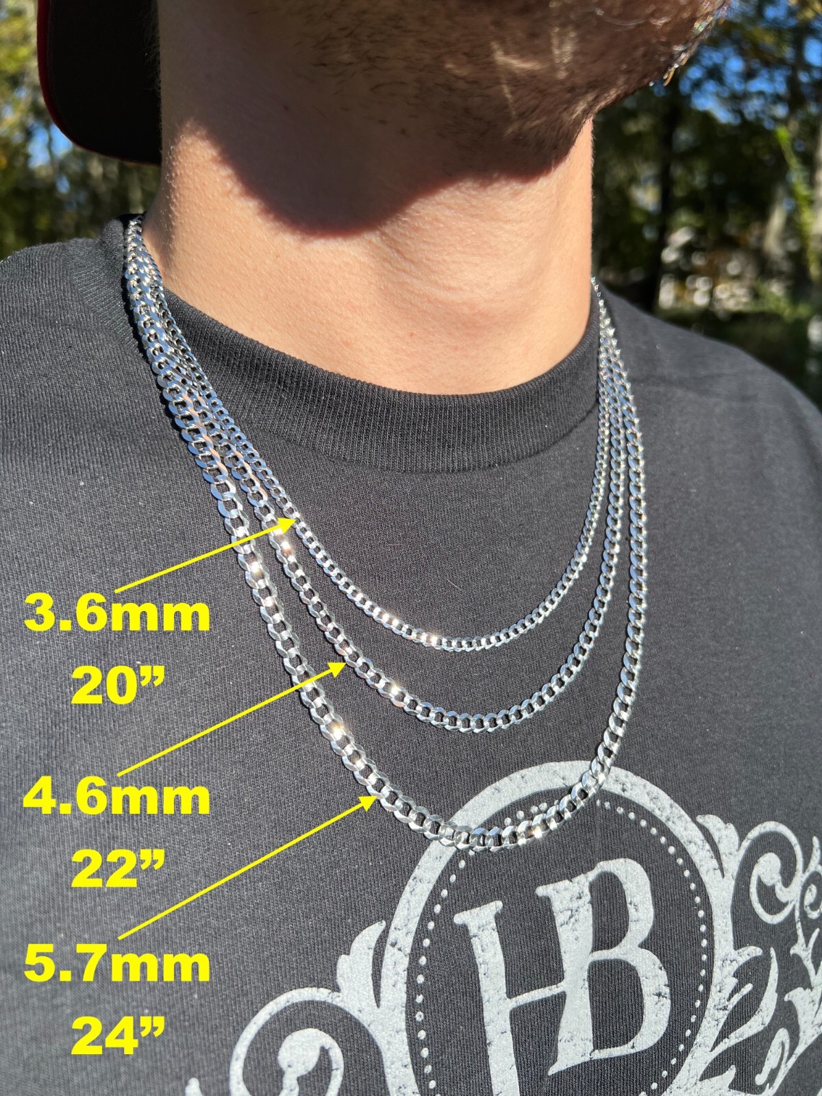 Real Solid 14k White Gold Curb Miami Cuban Link Chain 16-30″ 2.5-5.7mm Necklace