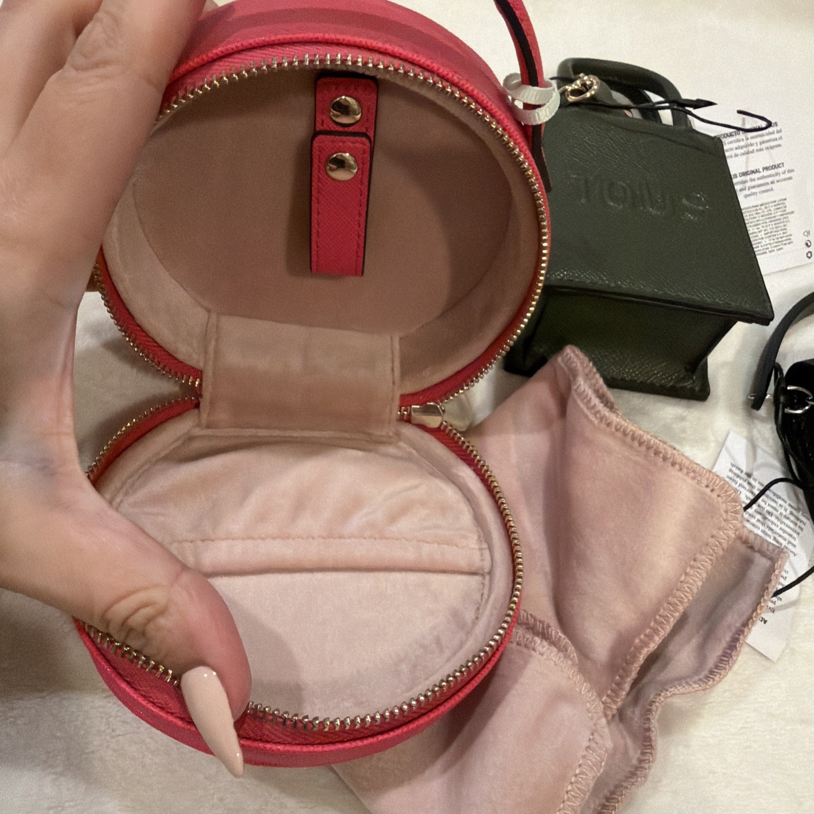 TOUS 2 Charm Bag Accessories Chain Handbags and 1 Tous Rounded Jewelry Case!