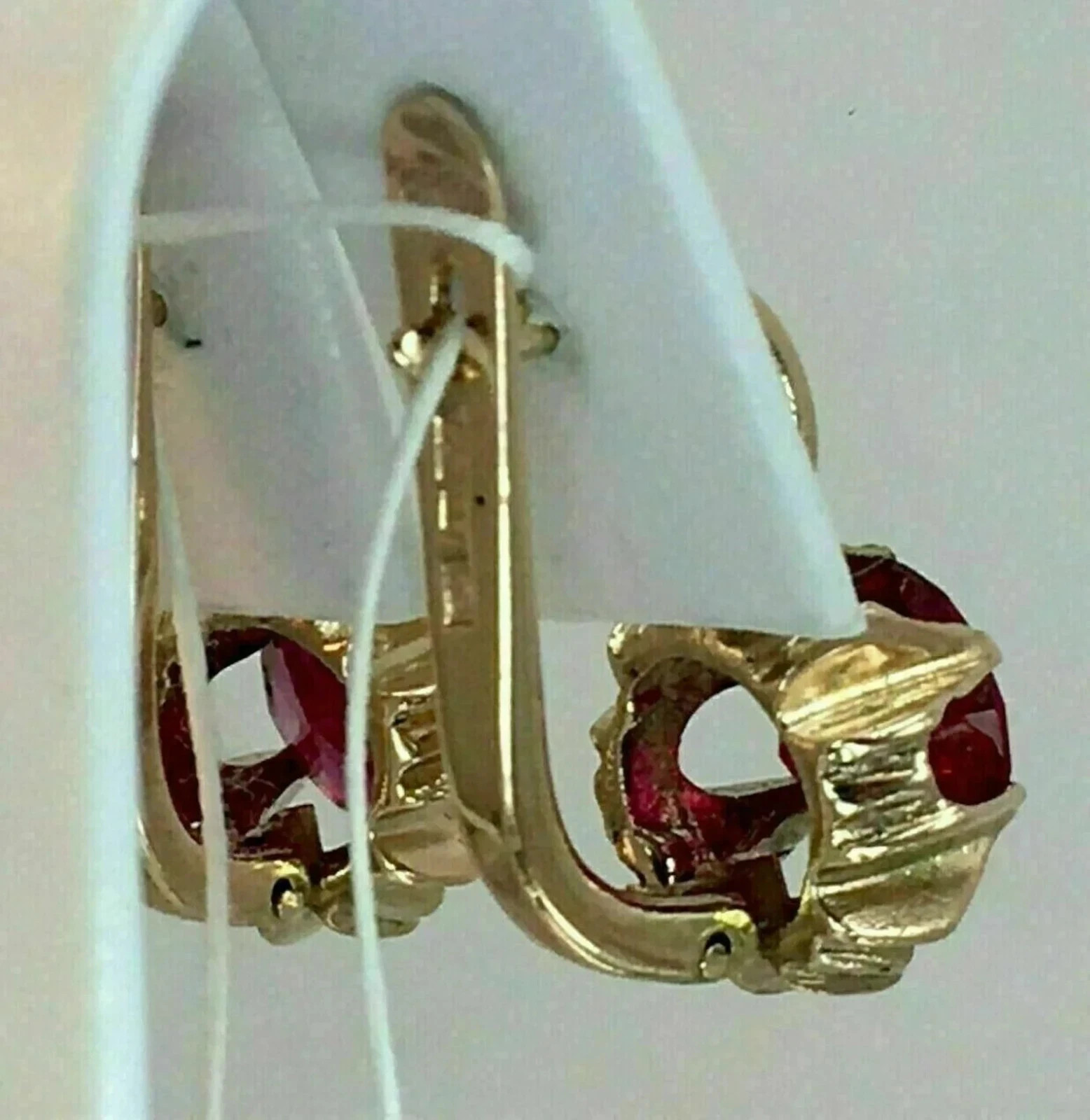 3.00 Ct Round Cut Natural Ruby Earrings 14K Yellow Gold
