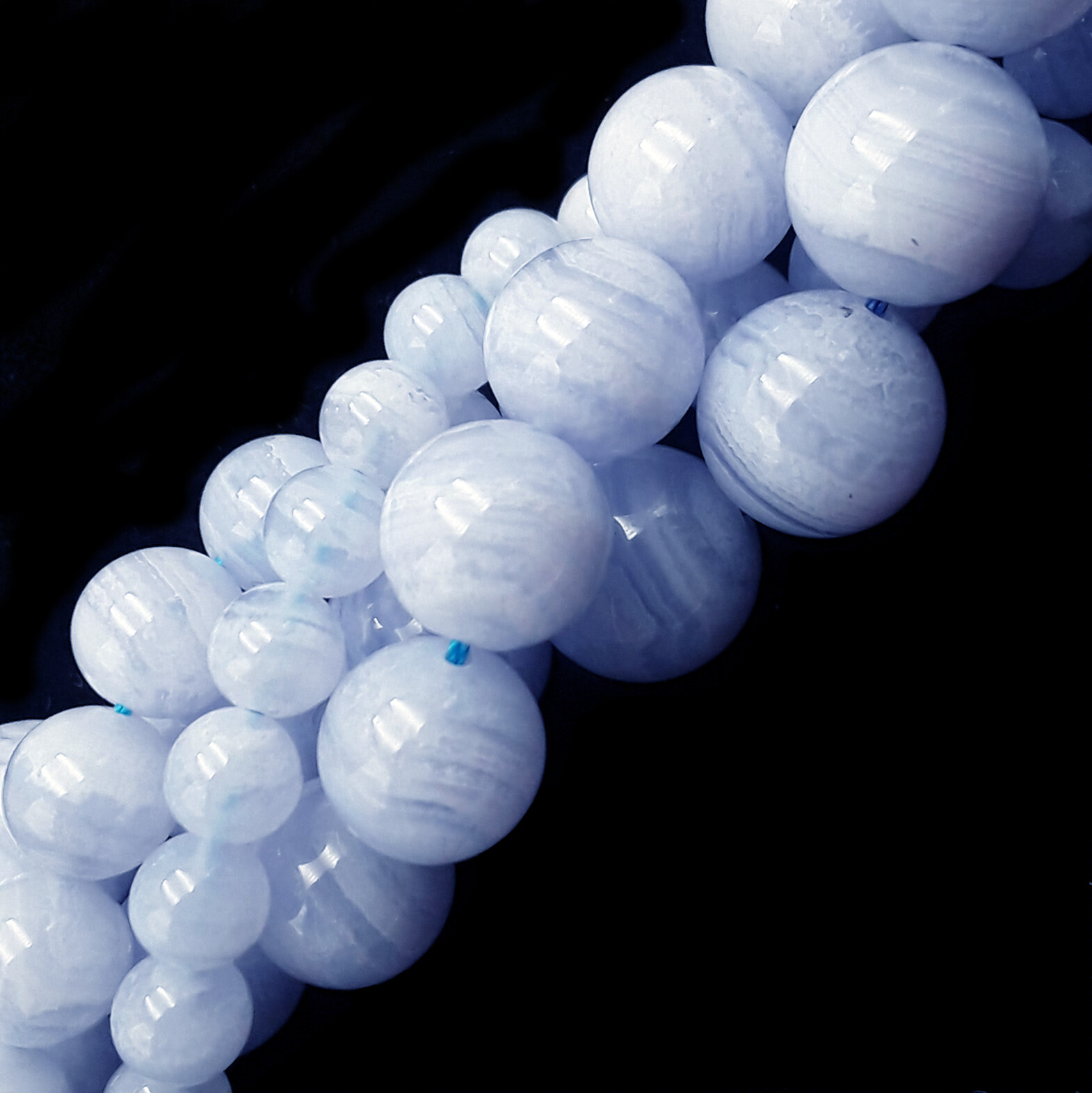 AAA Natural Blue Lace Agate Smooth Round Beads 4mm 6mm 8mm 10mm 12mm 15.5″ Strnd