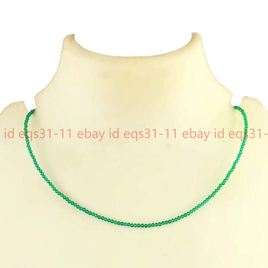 Long 16″-32″ 3mm Faceted Dark Green Spinel Round Gemstone Beads Necklace