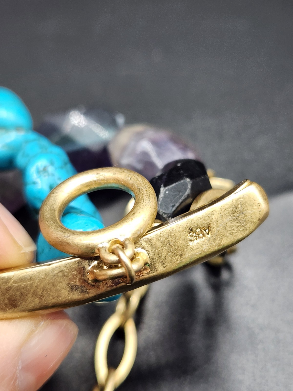 ABS By Allen Schwartz Multi Row Chunky Bead Gold Tone Bracelet