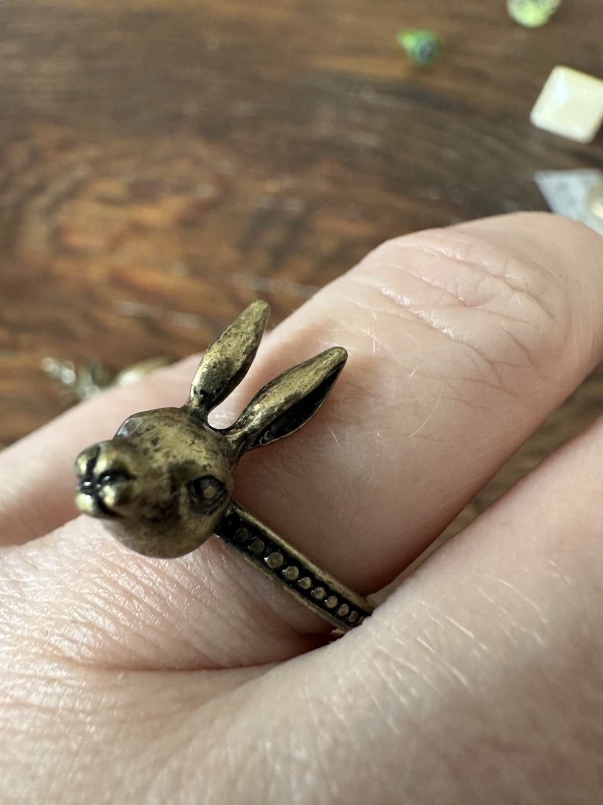 Forest Friends Brass Animal Head 4 Rings Deer/Rabbit/Fox/Owl, size 7.5
