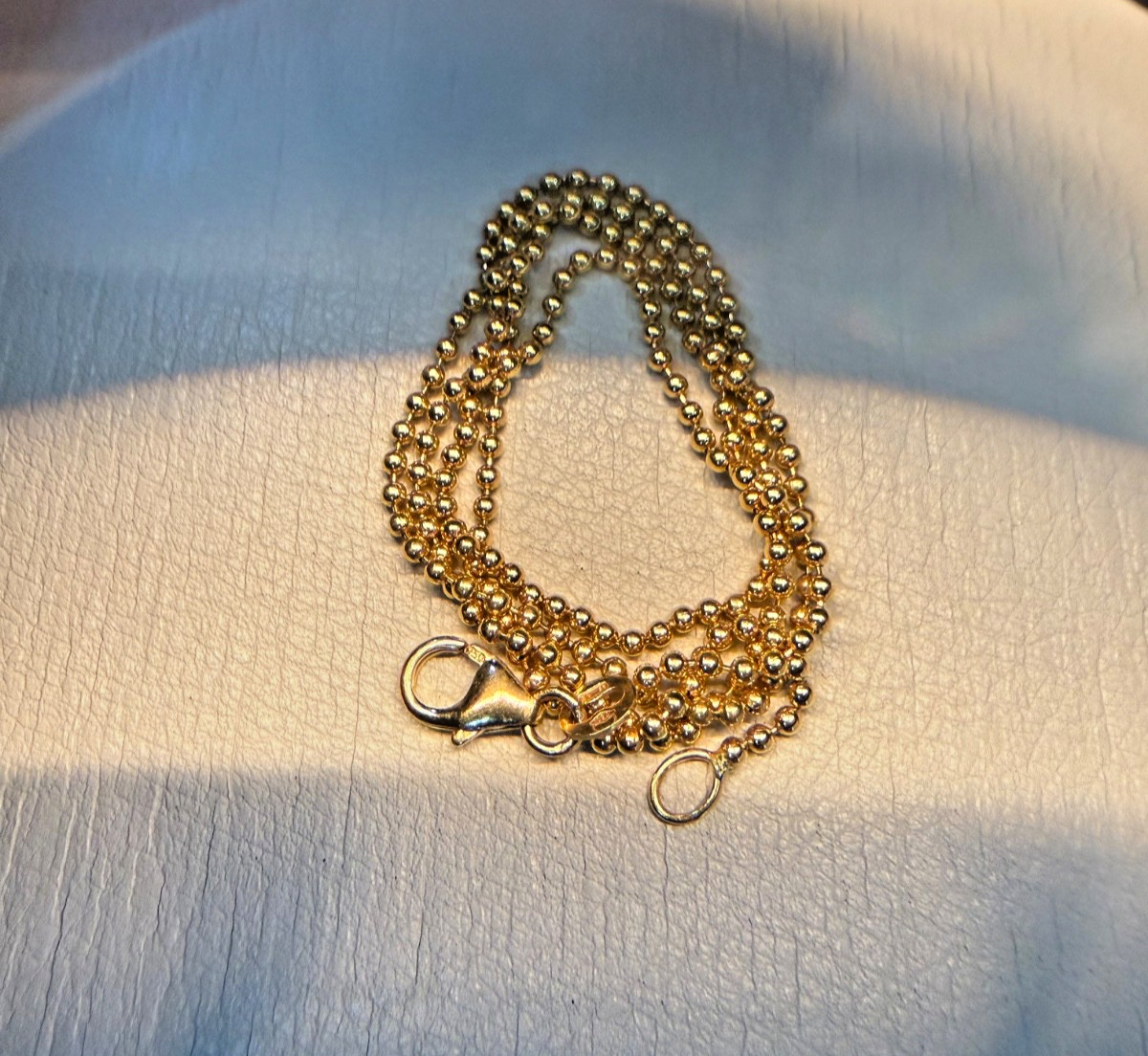 UnoAErre 18K Yellow Gold Ball Chain Necklace 15.25” 3.89g 750 Italy 1.5mm