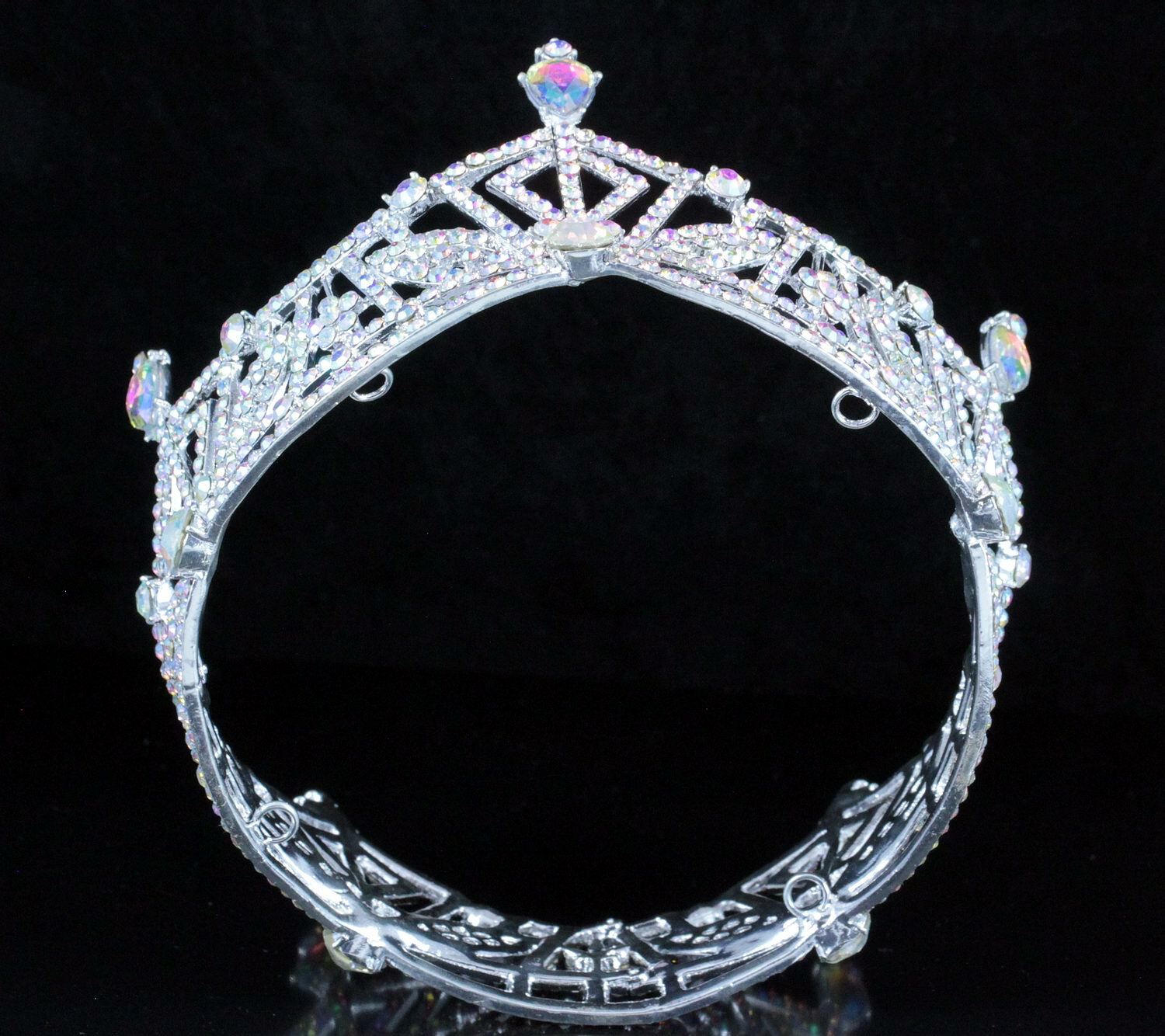 Miss America Crown Clear Austrian Rhinestone Hair Tiara Pageant T1299A White AB