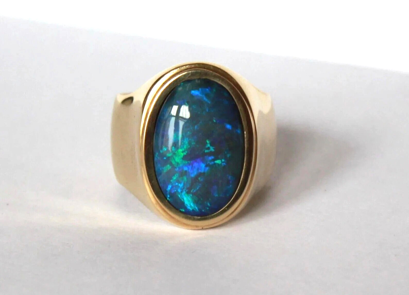8.24 Carat Black Opal Gemstone October Birthstone Men’s Ring