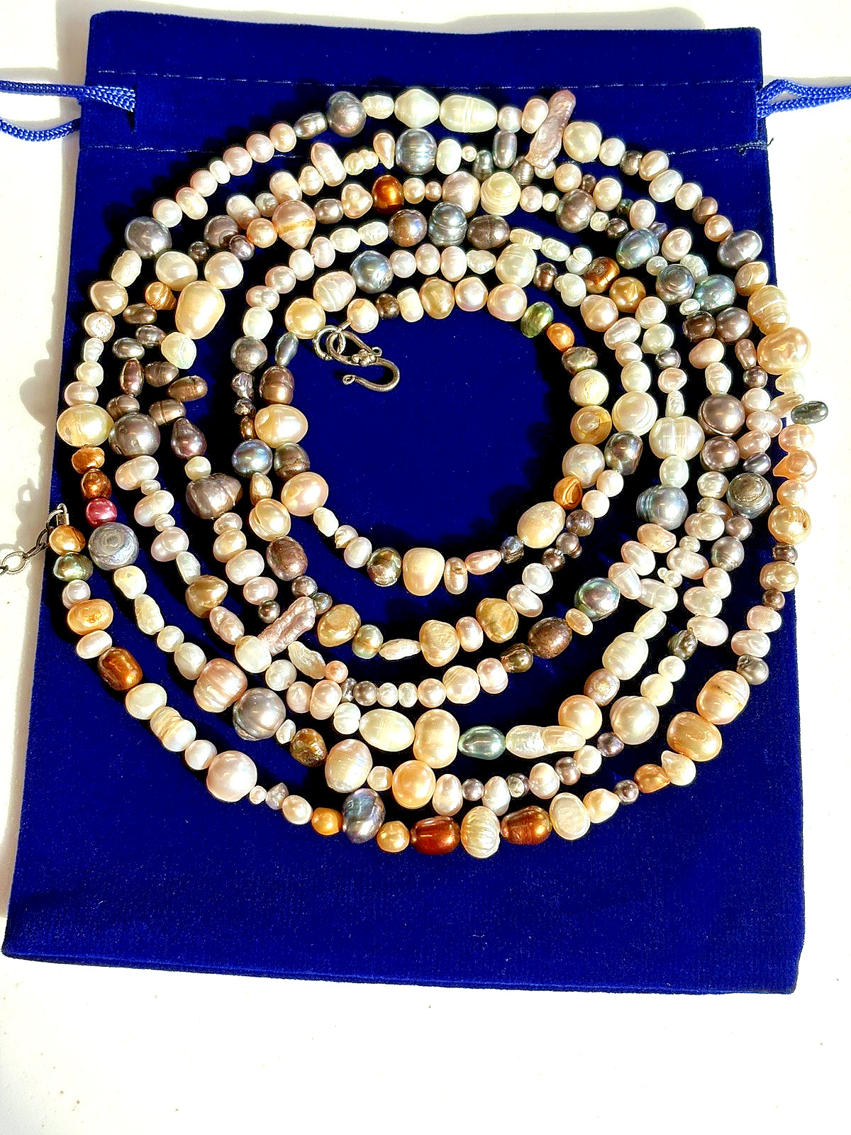 Multicolor Freshwater Pearl 69″ Long Necklace Iridescent Variation