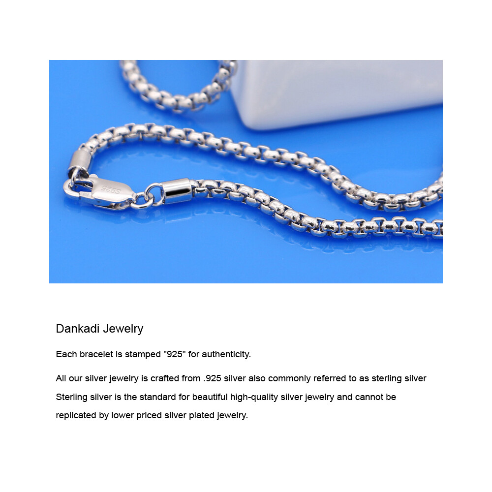 925 Solid Sterling Silver 3mm Round Box Chain Necklace 18″-28″ for Women & Men