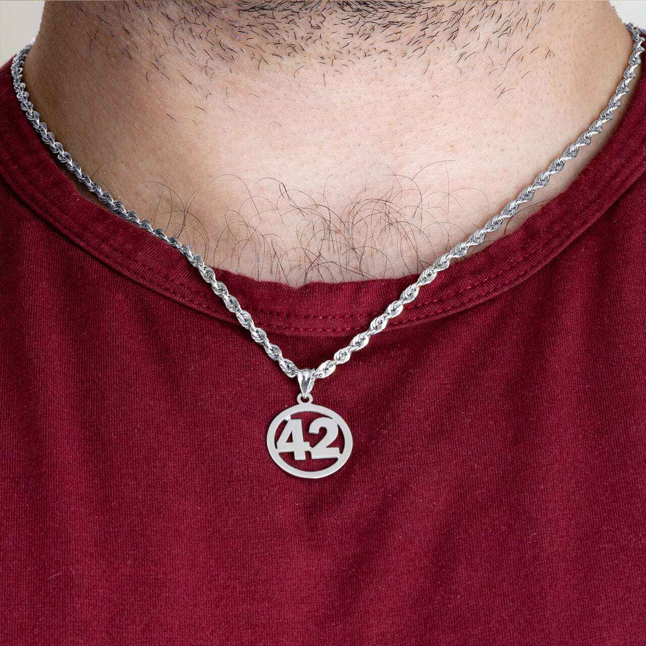 Sterling Silver Personalized Jersey Number Sports Circle Pendant