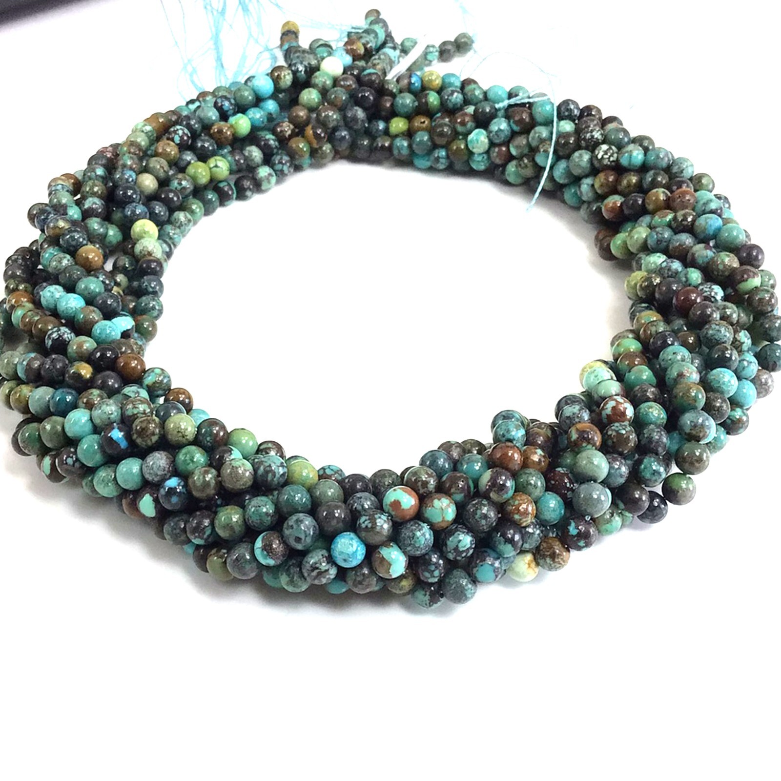 4mm Grade AAA Genuine Natural Turquoise Blue Green Smooth Round Loose Bead 15″
