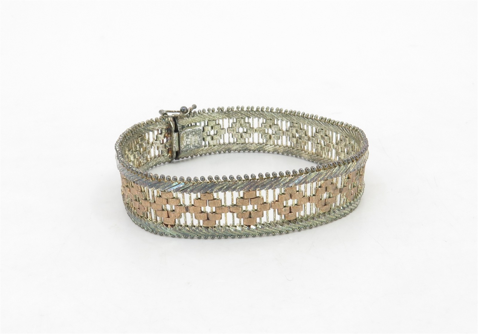 Milor Vintage Basket Weave Two-tone Bracelet .925 Sterling Italy 7.5 in