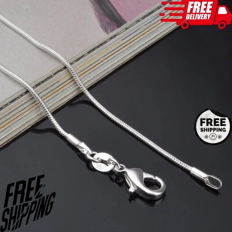 Men&Women’s 925 Sterling Silver Tarnish-Free Italian Snake Chain Necklace 16-24*