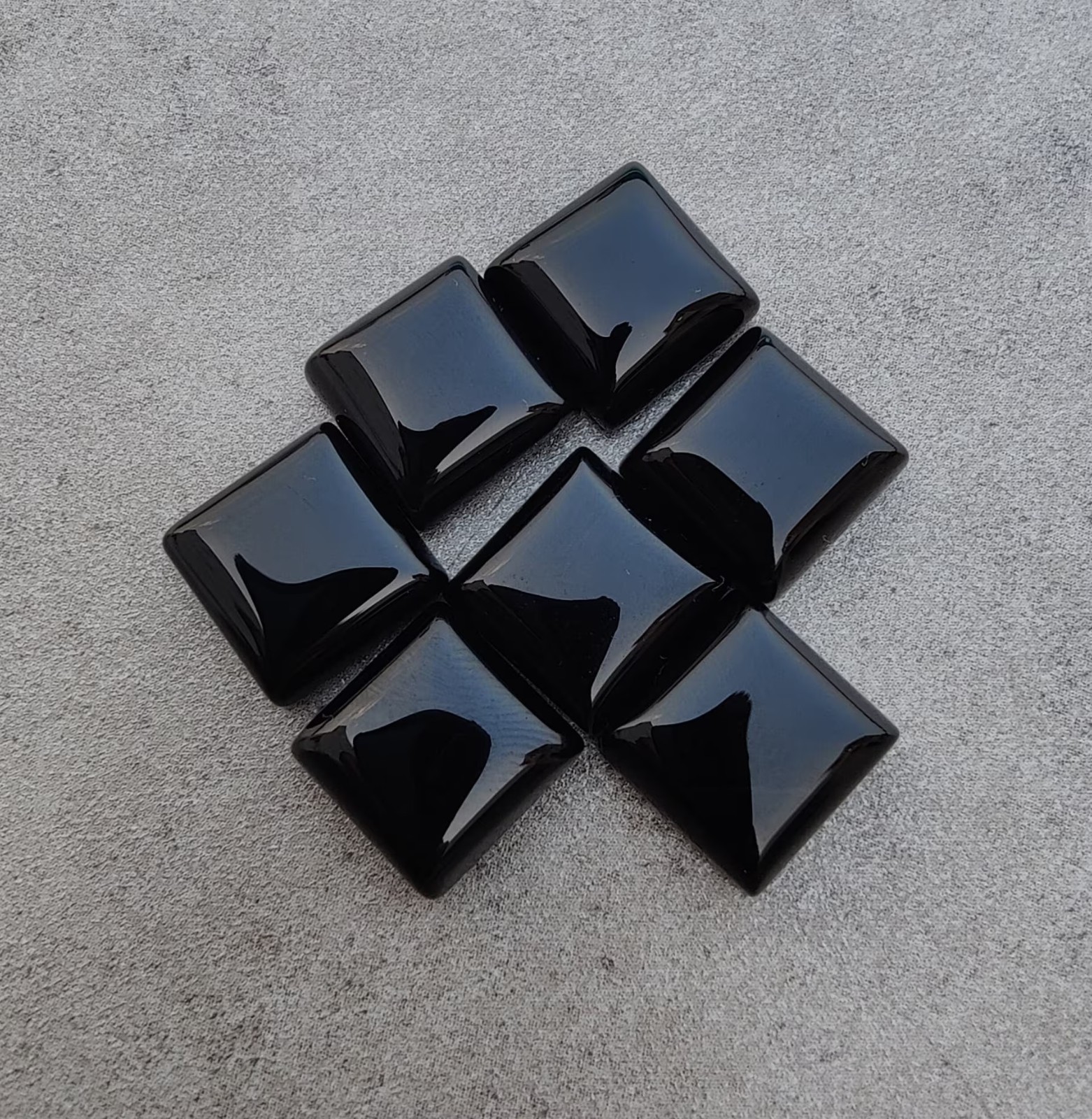 Natural Black Onyx Square Cabochon Loose Gemstone For Jewelry Crafting