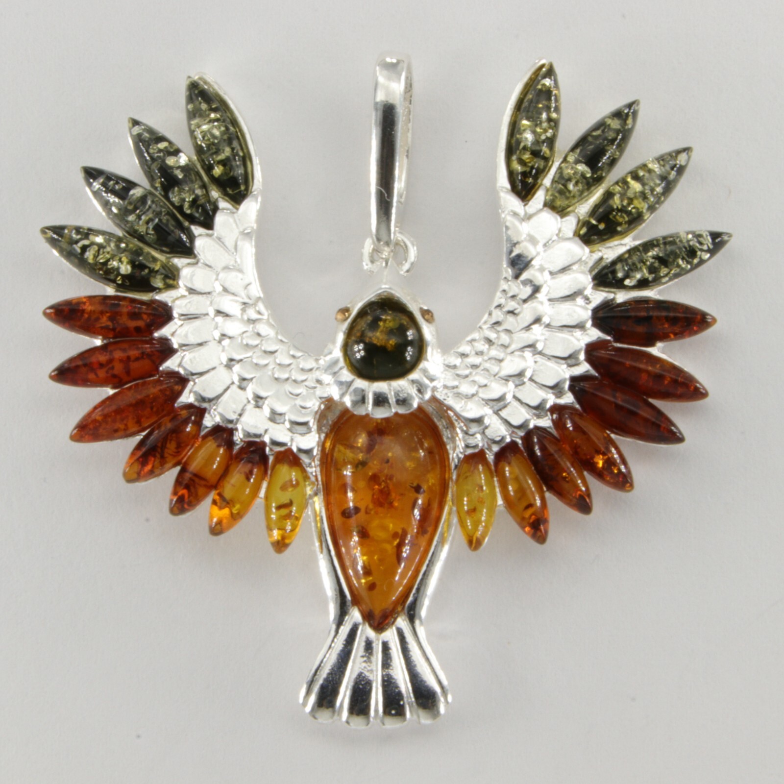 Multi-Color BALTIC AMBER Phoenix Eagle Pendant – 925 STERLING SILVER # 2623e