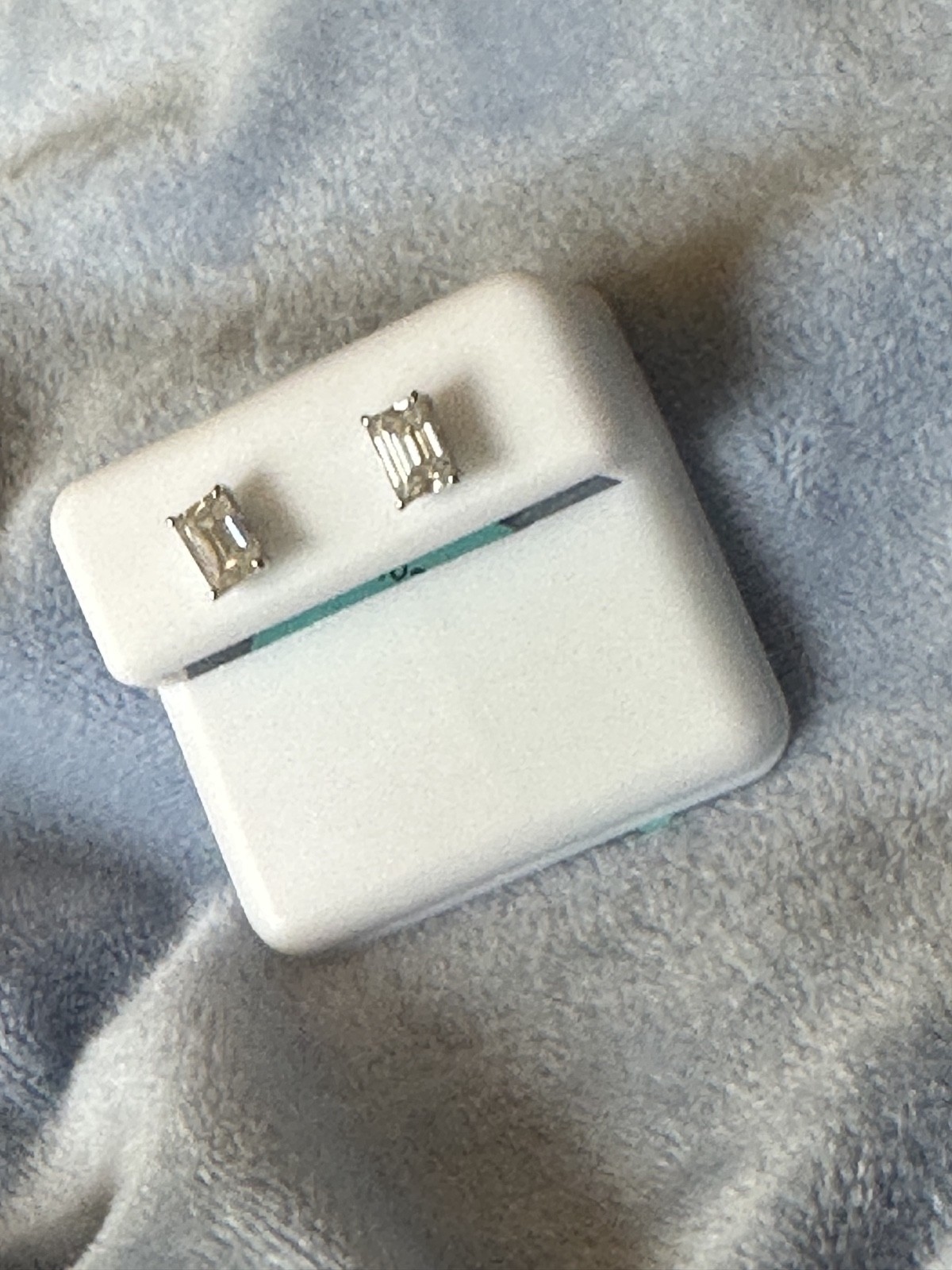 925 sterling silver emerald cut moissanite earrings