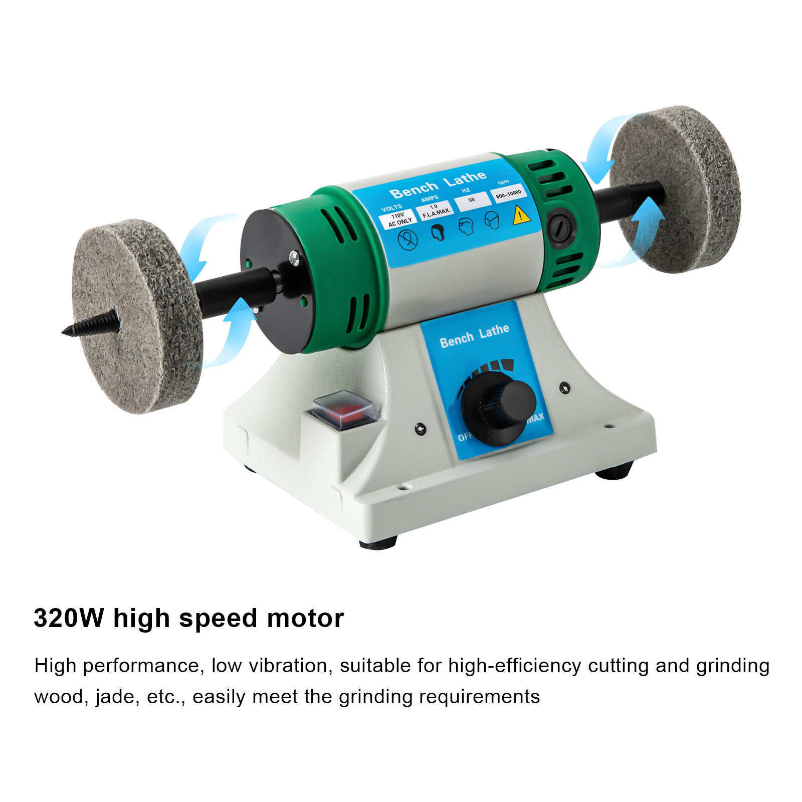 Variable Speed Bench Grinder Jewelry Polisher Polishing Machine Craft Buffing