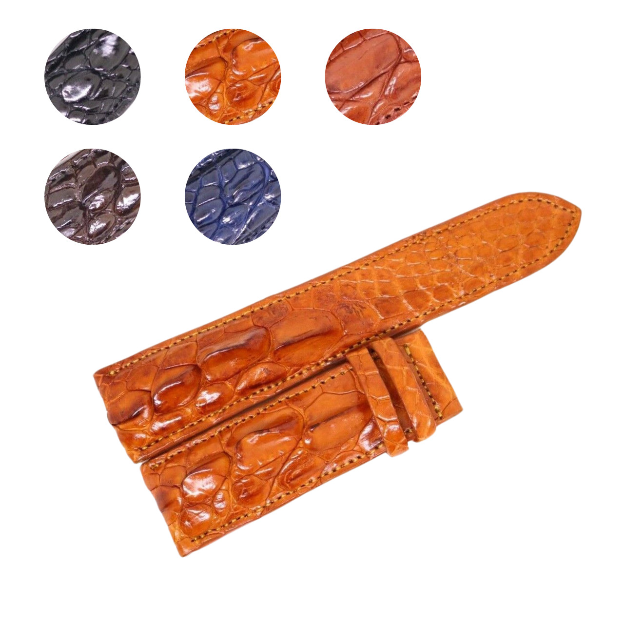 Handmade Crocodile Skin Leather Watch Strap Band 18mm/24mm