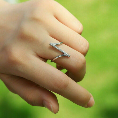 1.20 Ct Round Simulated Diamond Sweeping Bypass Wedding Ring 925 Sterling Silver