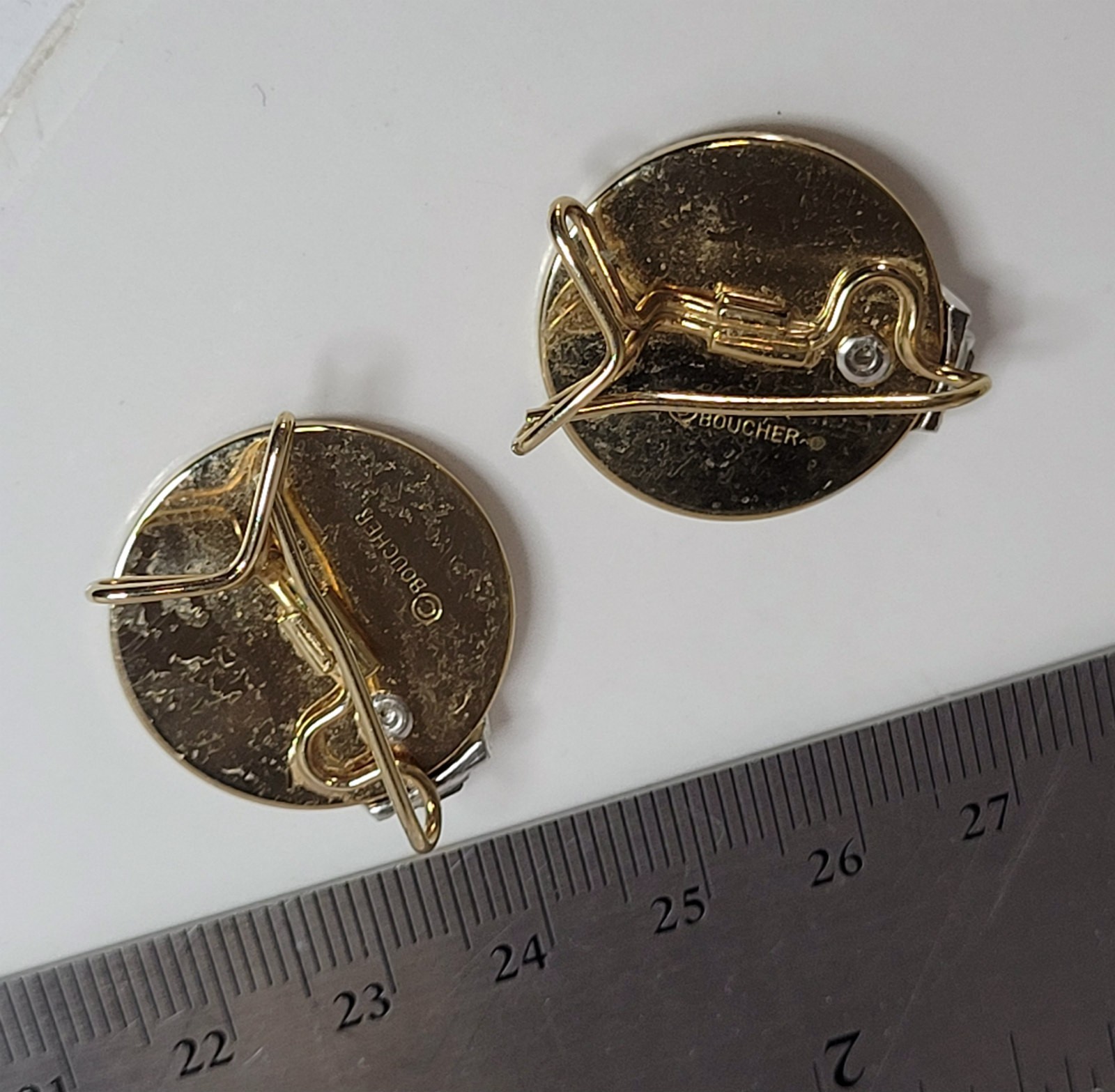 Boucher Rhinestone Earrings blue gold tone wingback vintage
