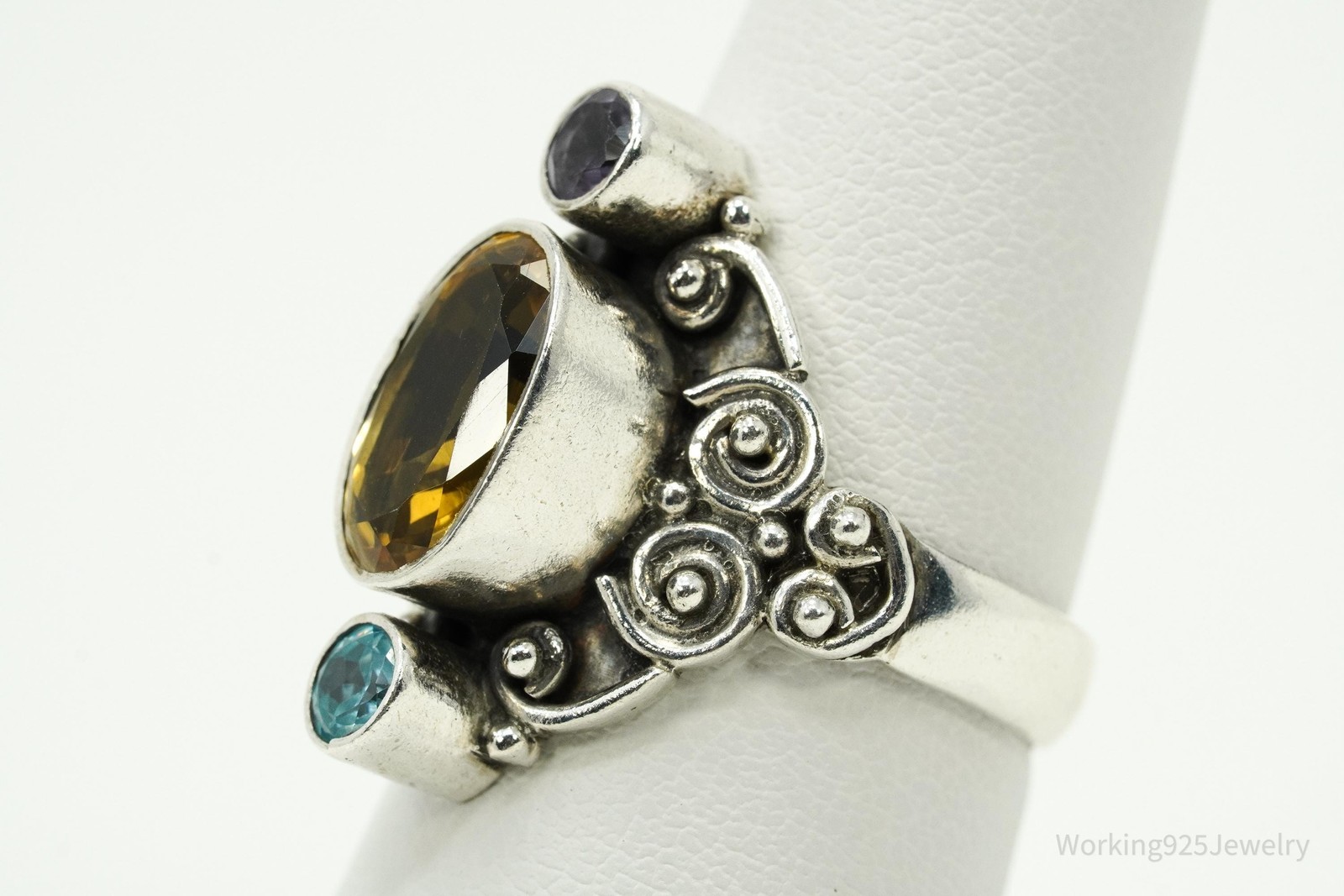 Vintage Multi Gem Sterling Silver Ring – Size 8