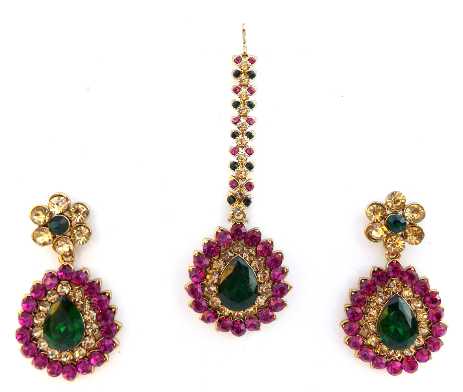 Indian Bollywood Women Tikka Earrings Traditional Set Ethnic Gold Plated Jewelry