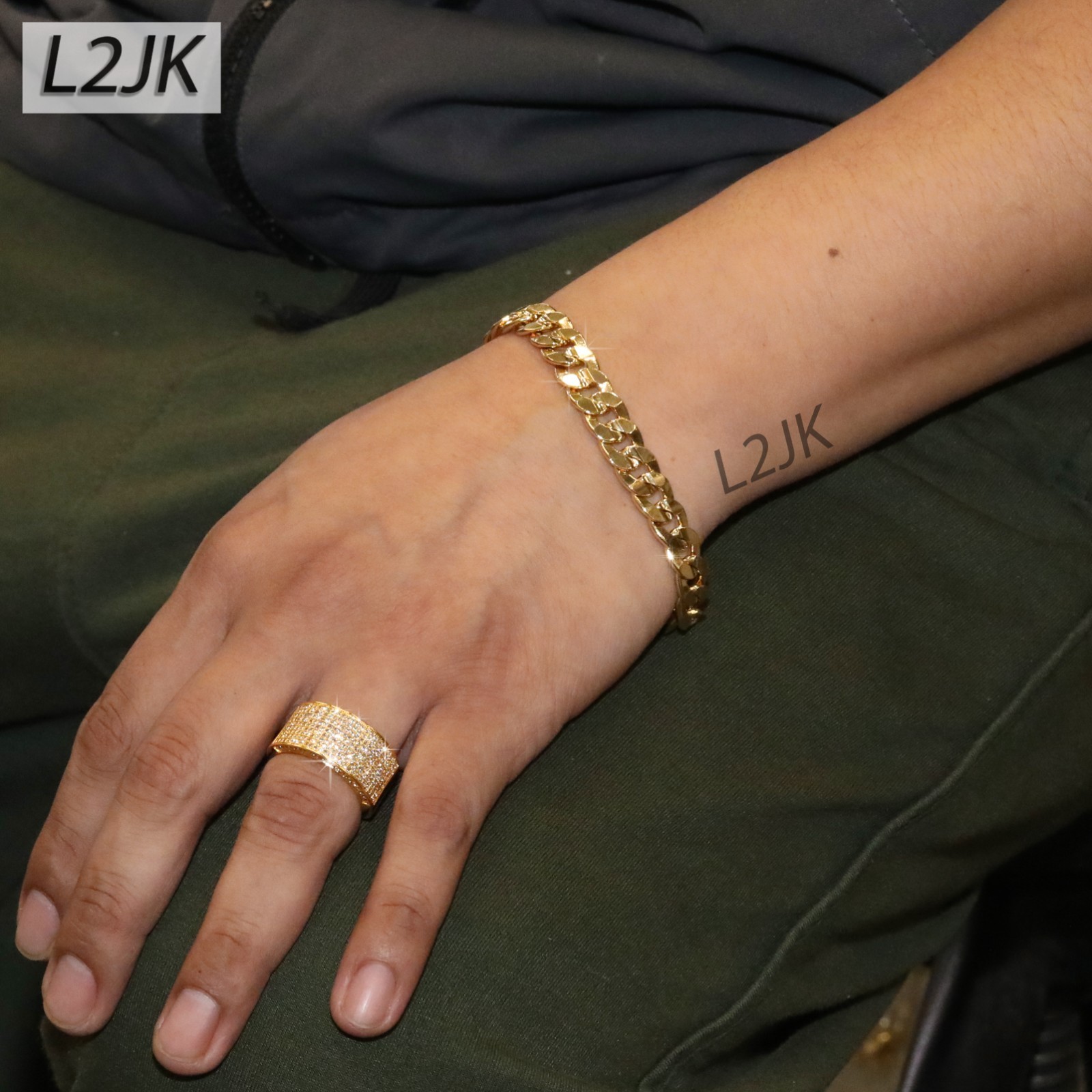Concave Cuban Link Chain 10mm Bracelet 8.5″ | 14K Gold Plated HipHop Men Fashion