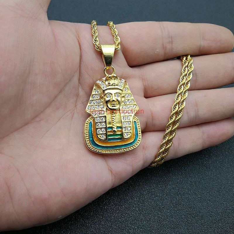 Handmade Sparkling Pharaoh Tutankhamun Charm Pendant With Free Chain