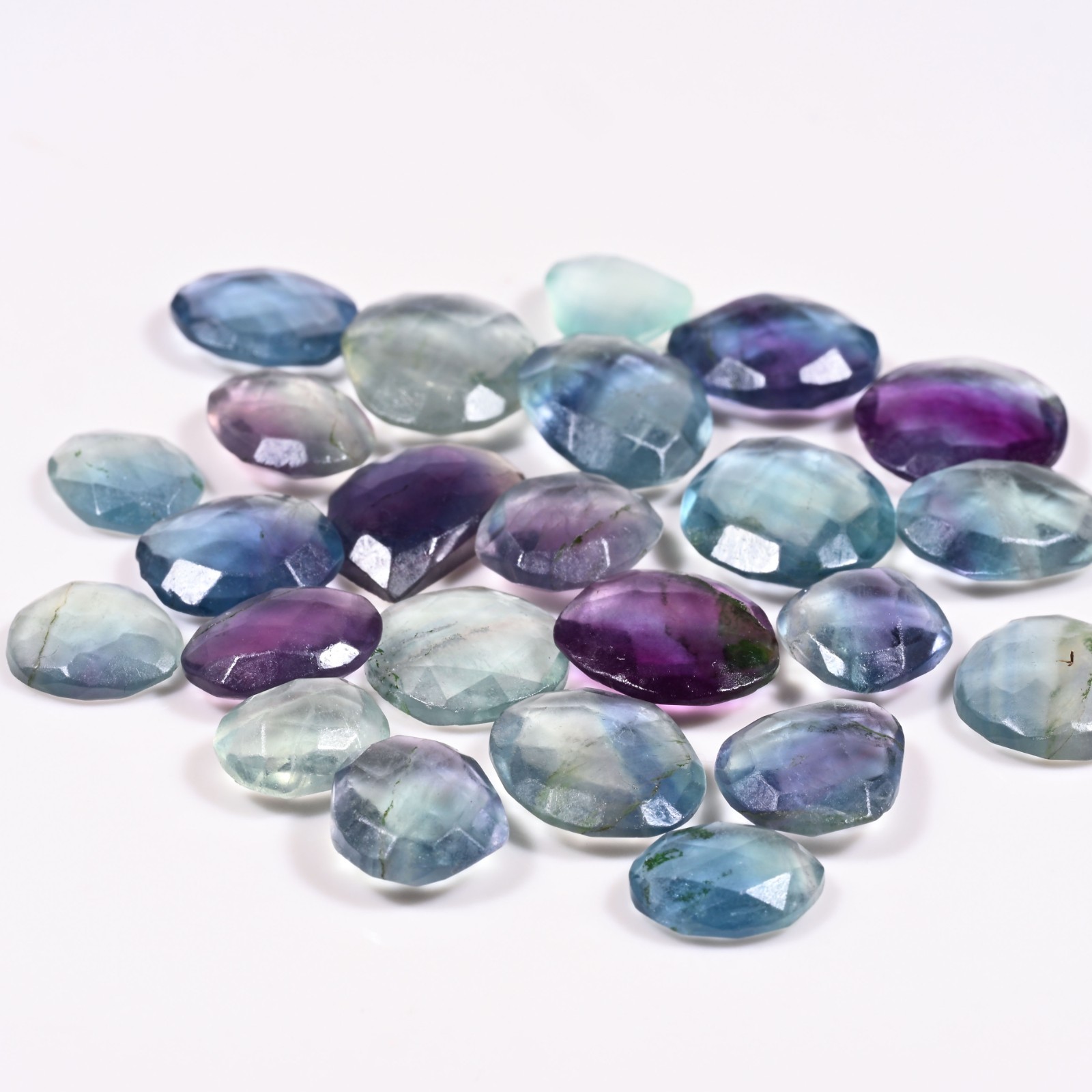 AAA+ Natural Rainbow Flourite Rose Cut Mix Shape Loose Gemstone 11X10-16X14 MM