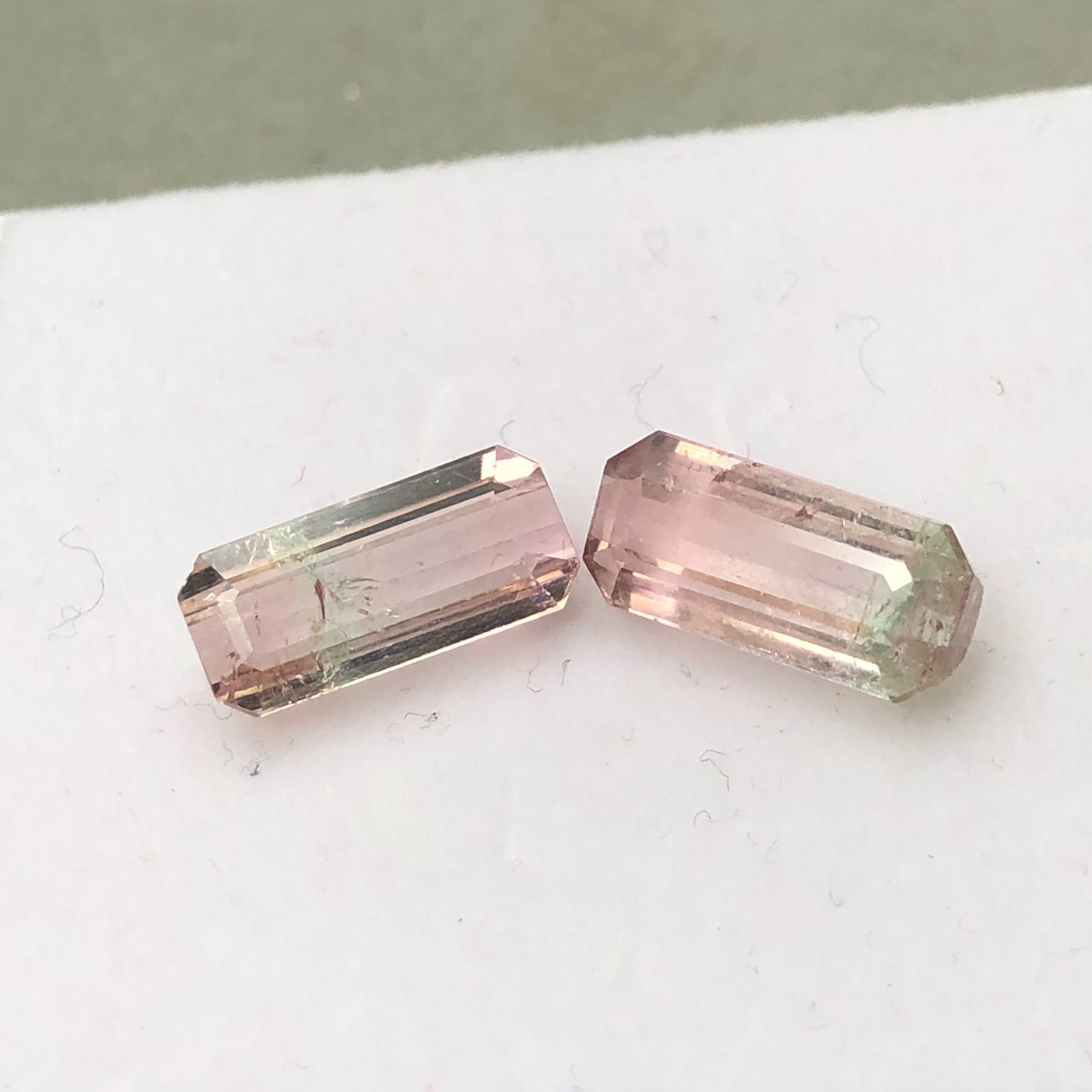 6.80 Carat Bi Color Tourmaline Pair, Faceted Loose Gemstone for Making Earrings