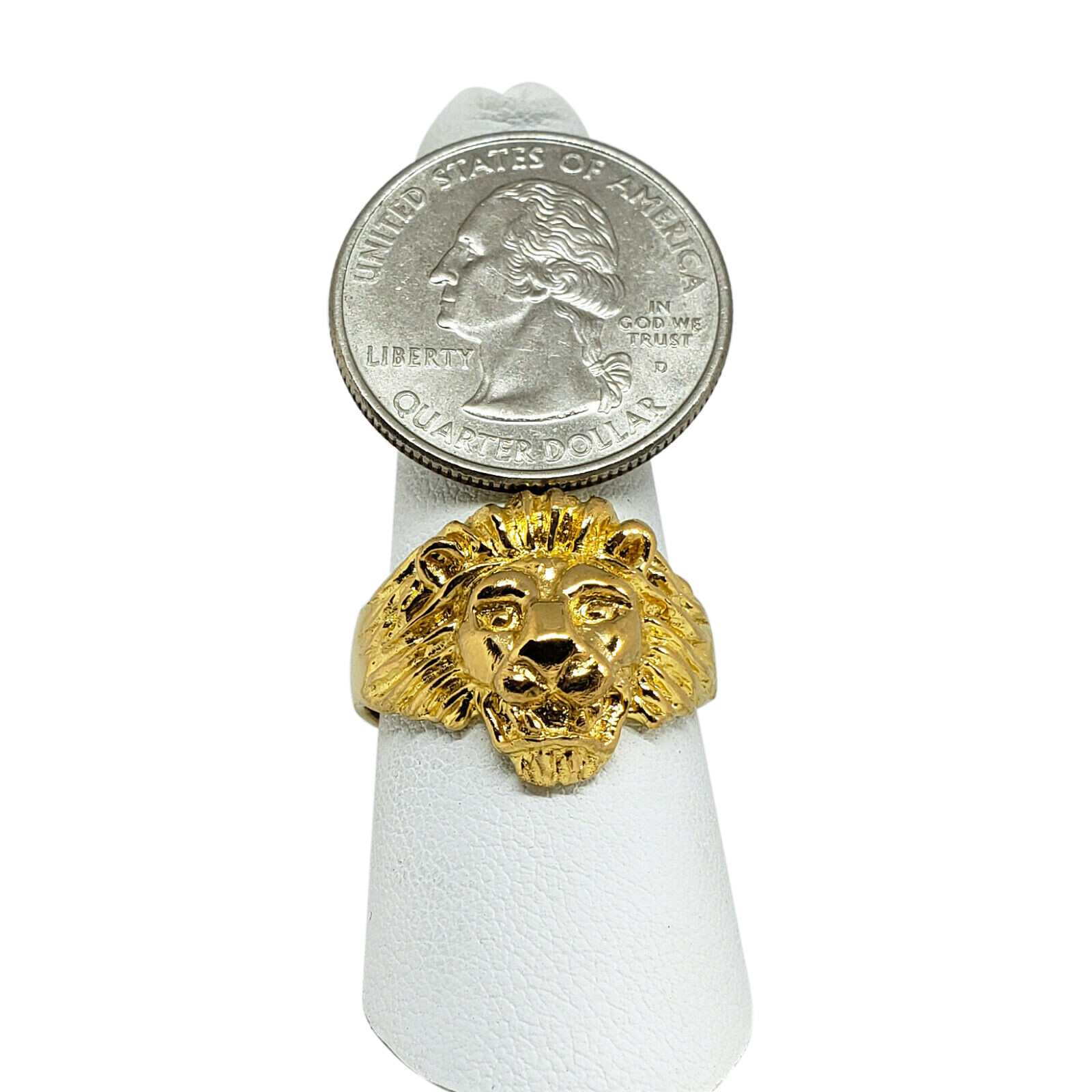 Solid 24K Yellow Gold Handcarved Large Heavy Mens Lion Ring Size 5 – 11