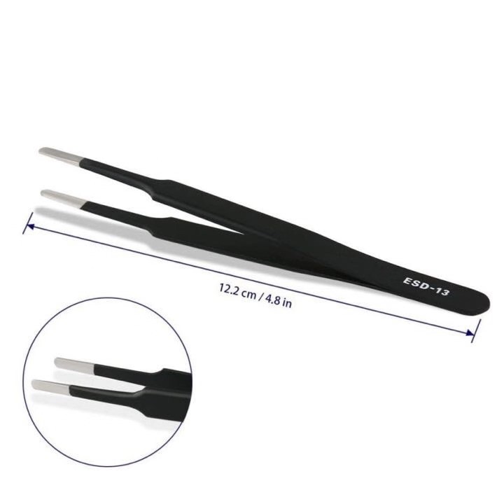 6Pcs ESD Anti-static Tweezers Set Maintenance Repair Stainless Steel Tools Kit