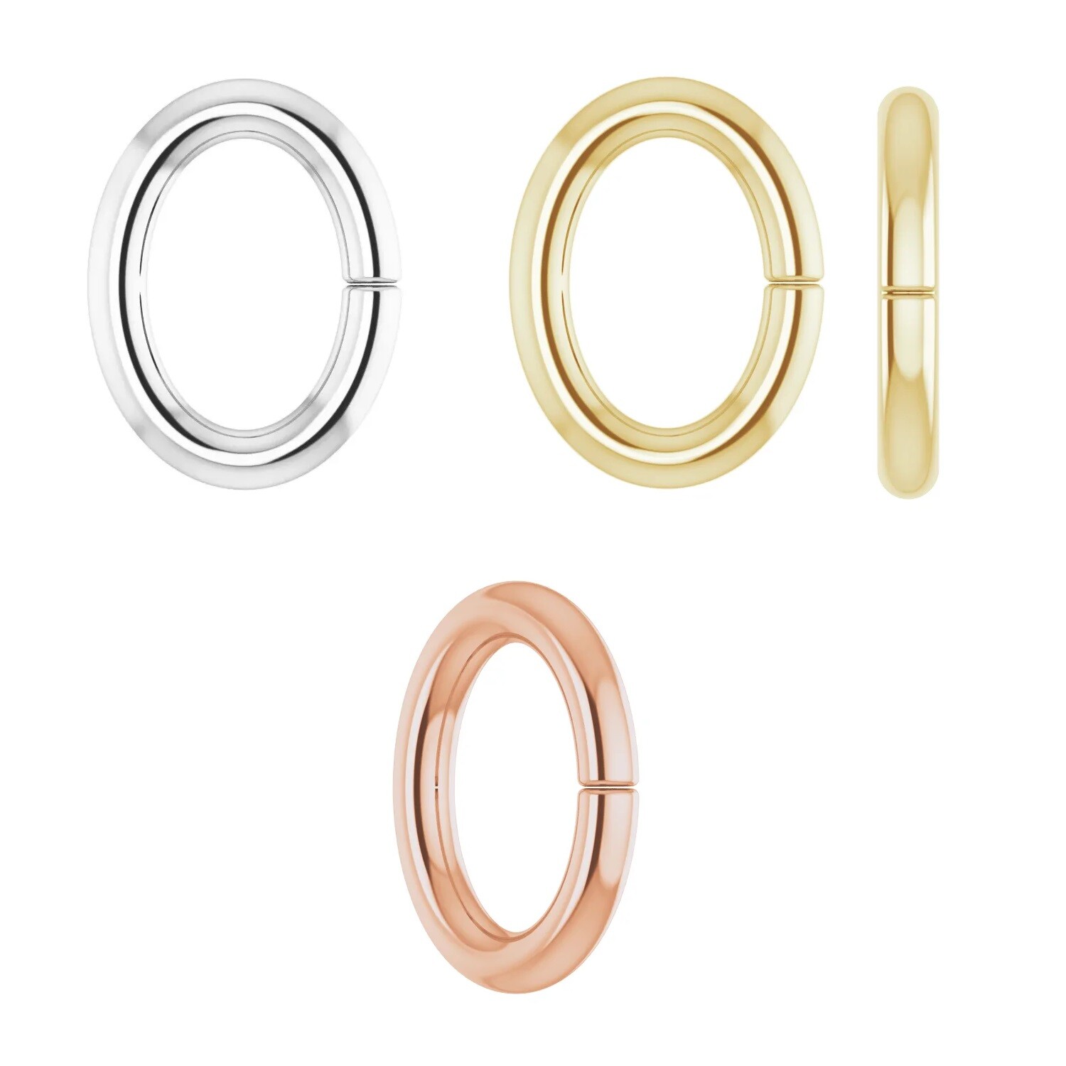 10kt 14kt 18kt Gold or Sterling Silver 3x2mm ID Oval 22 Gauge Jump Ring Connect