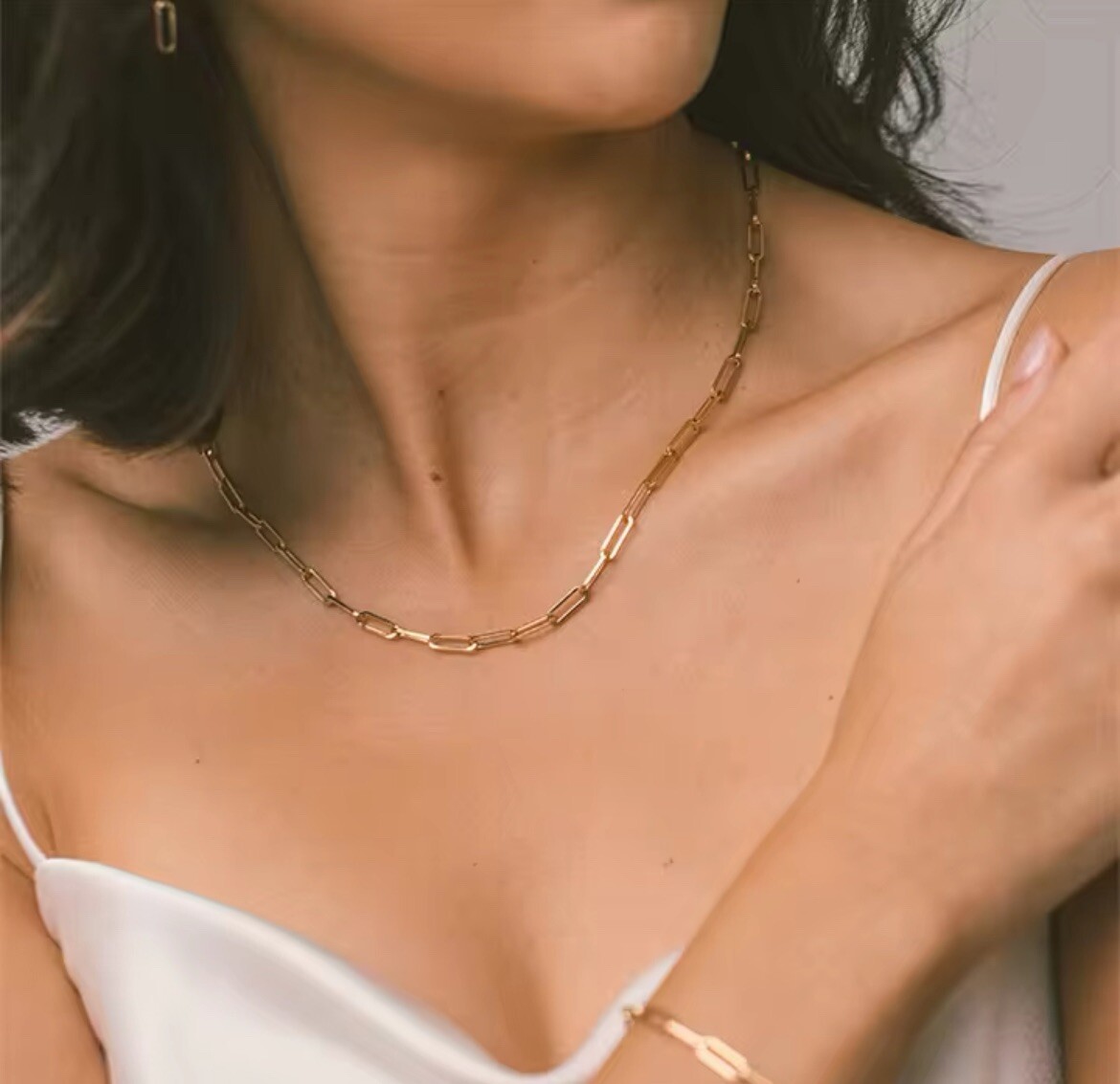 Gold Stainless 4mm Paperclip Cable Link 18” Chain Necklace Jewelry Statement NEW