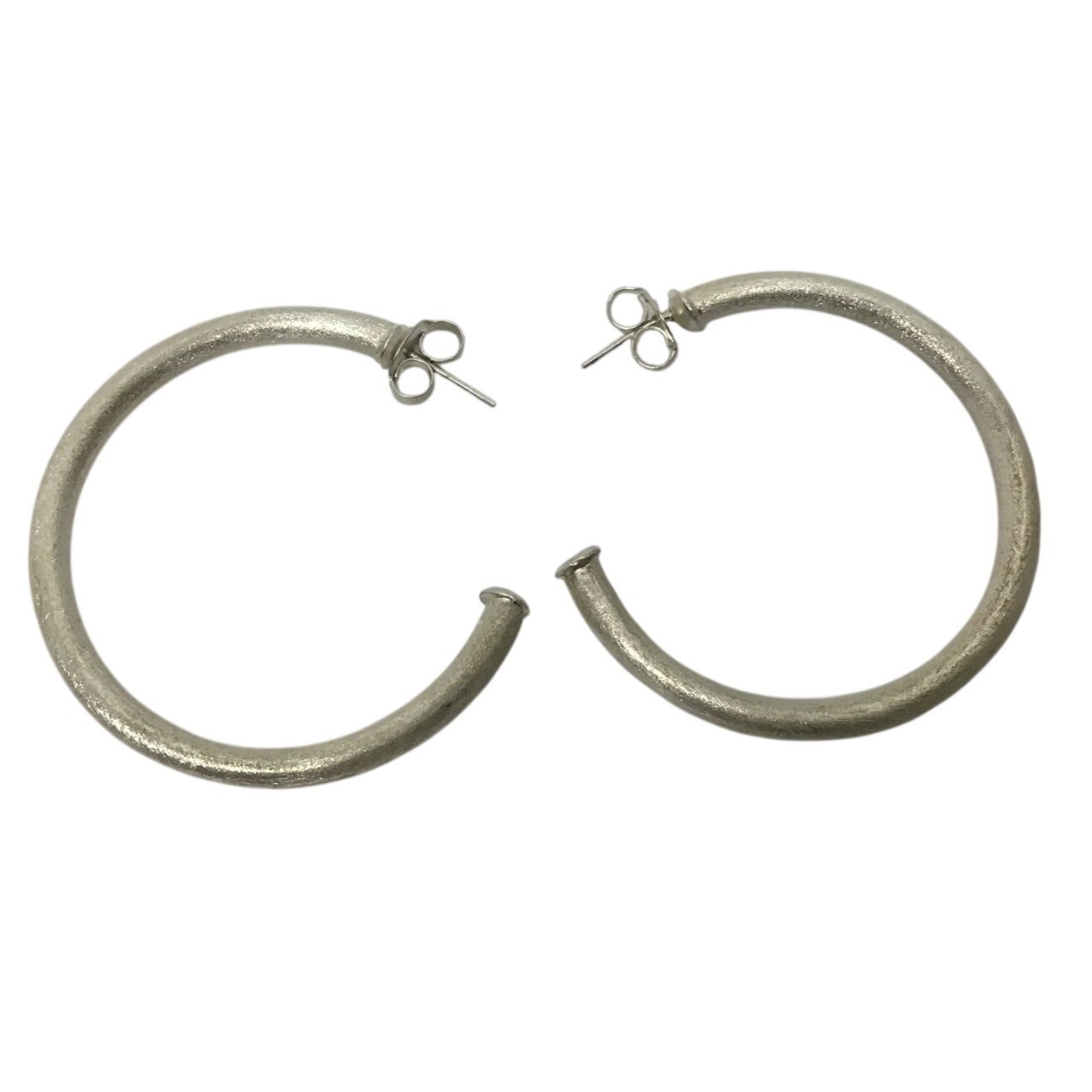 Sheila Fajl Brazil Eco Friendly Silver Tone Lightweight Large Hoop Earrings