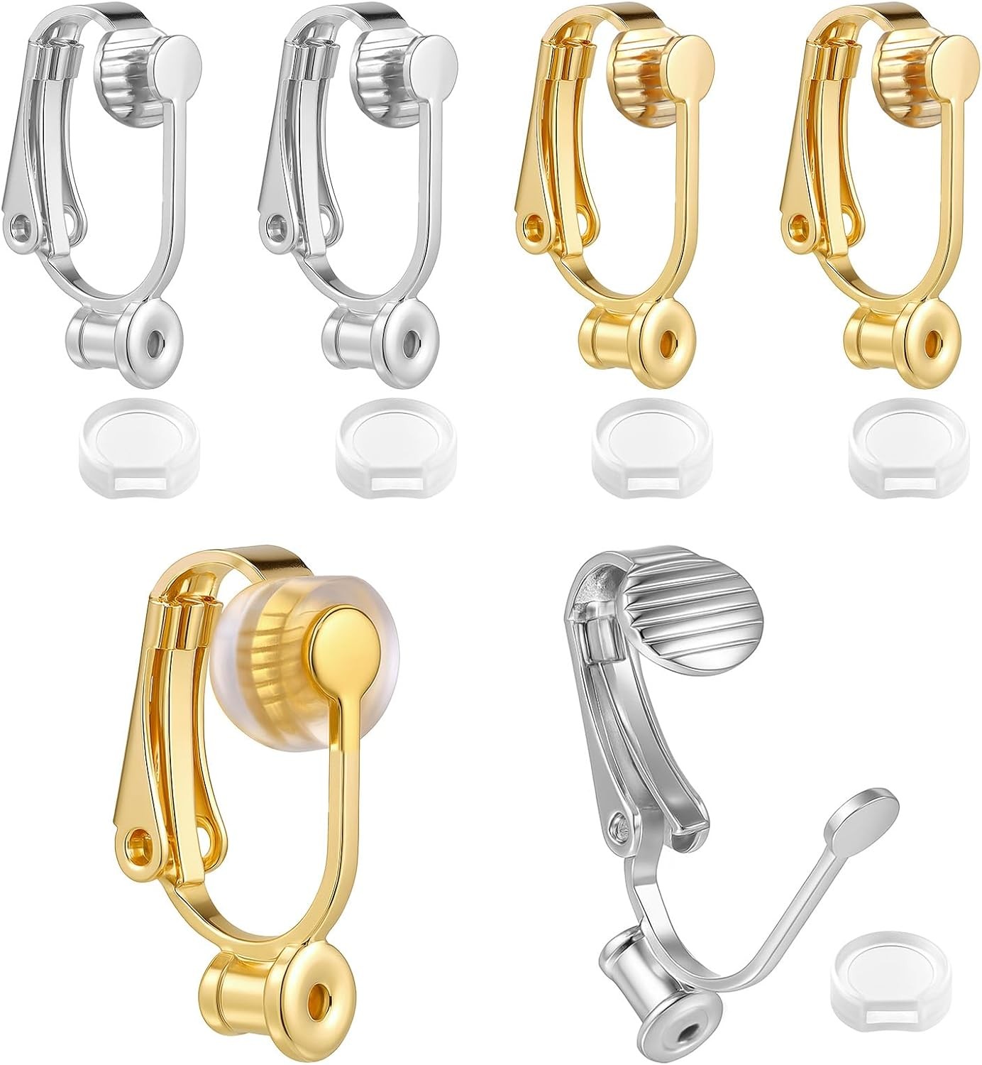 6 Pieces Clip-on Earring Converter and 6 Pieces Silicone Earring Pads Non-Pierce