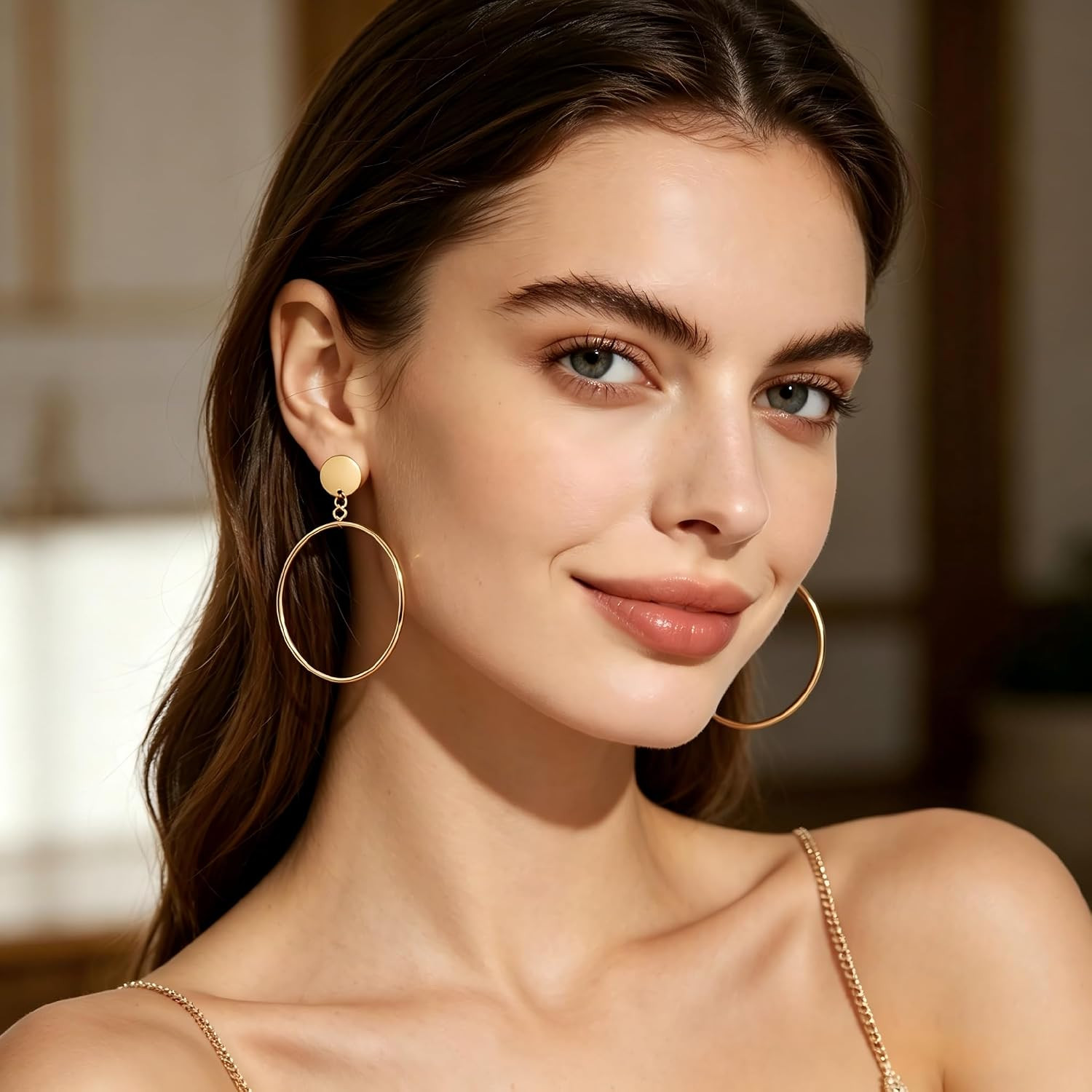 Geometric Double Circle round Stud Earrings Women’S Lucky Number 8 Shape Hollow