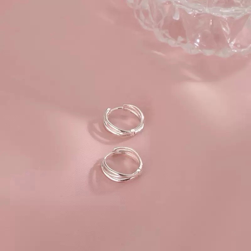 925 Sterling Silver Triple Line Huggie Hoop Earrings Small Hoop Earrings 270