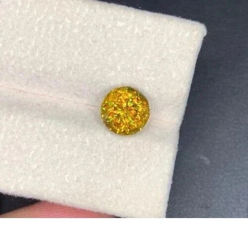 5 Ct+ Natural Full Fire Sphene Titanite Round Cut Certified Loose Gemstone