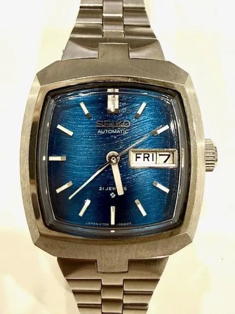 Working Seiko Automatic Blue Dial Day-Date 2706-3080 Women’s Watch H7-10-37