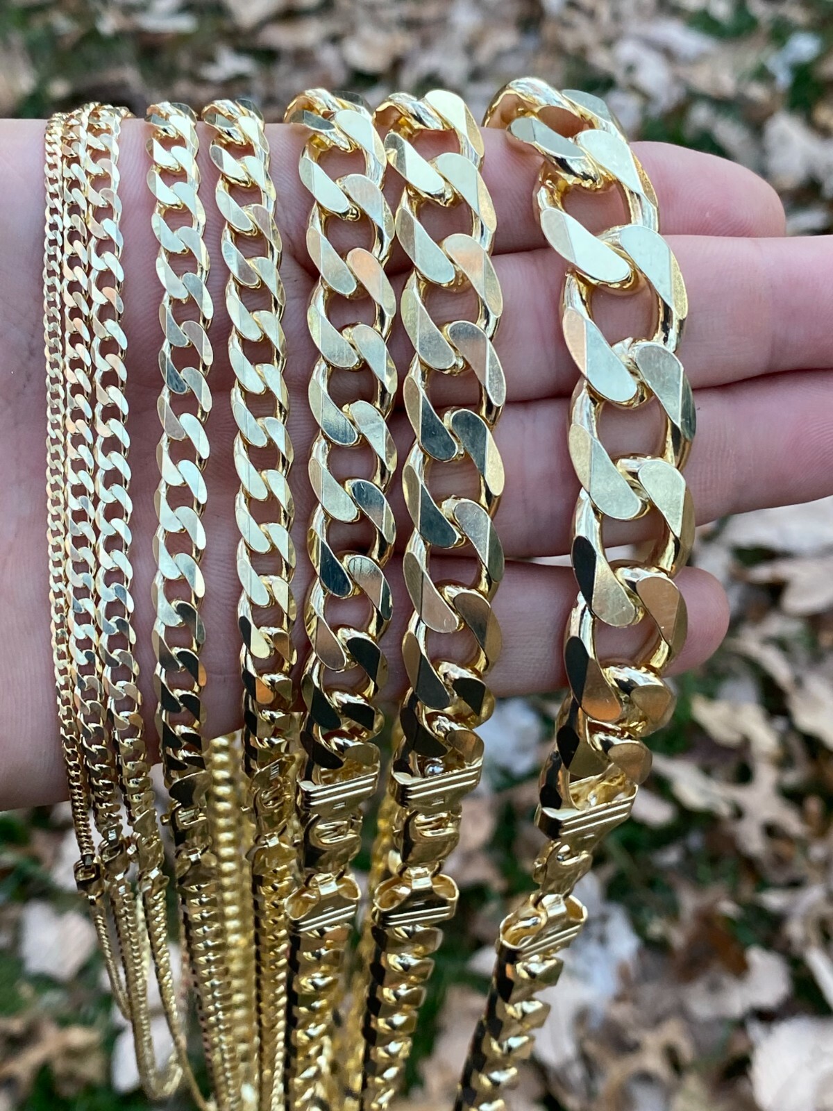 Solida Plata 925 Bañada Oro de 14k Cadena o Pulsera Estilo Miami Cuban
