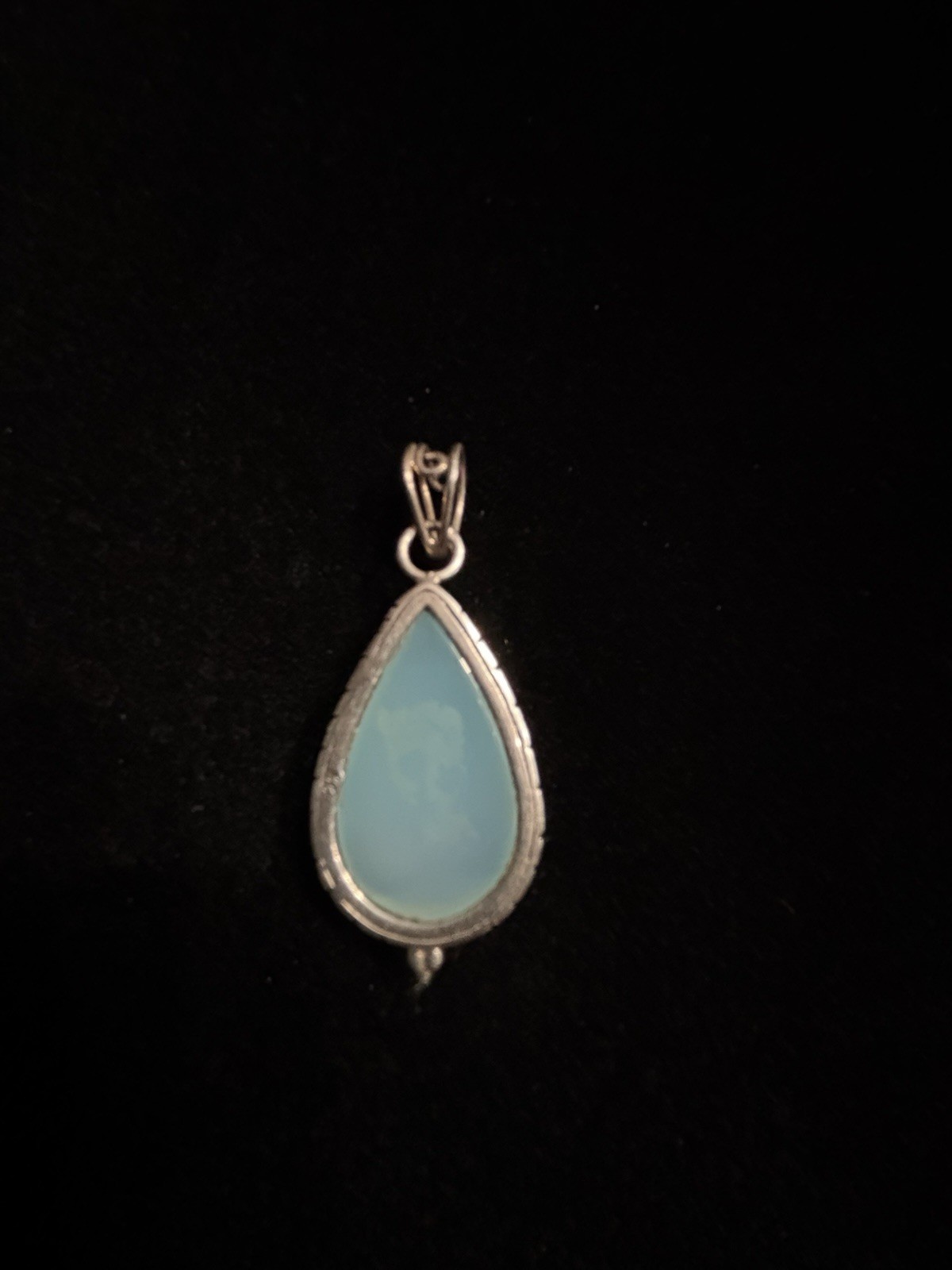 Sterling Silver Artisan Made Light Blue Chalcedony Stone Pendant