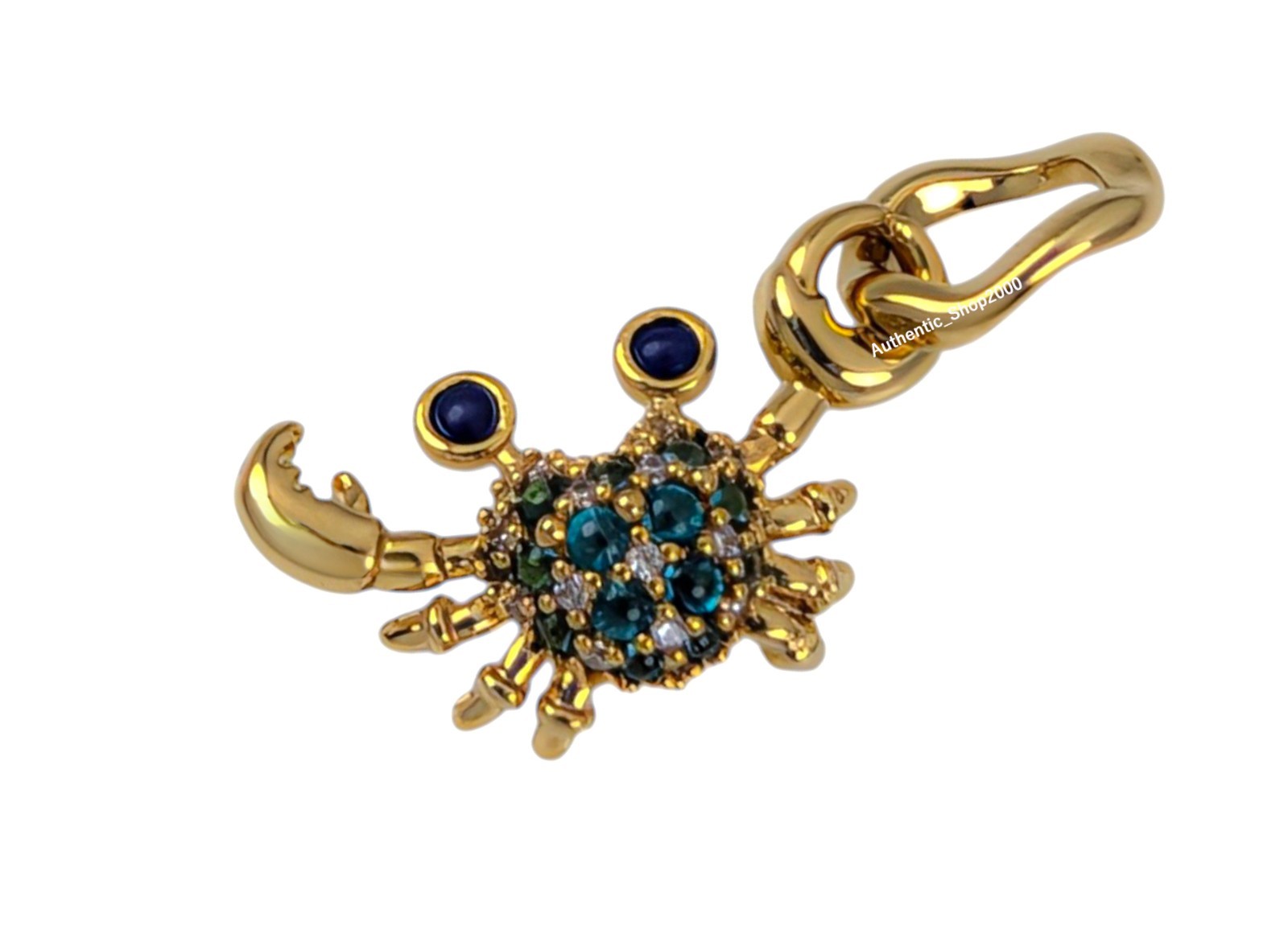 New 100% Authentic PANDORA 14k Gold Plated Blue Crab Dangle Charm 764684C01